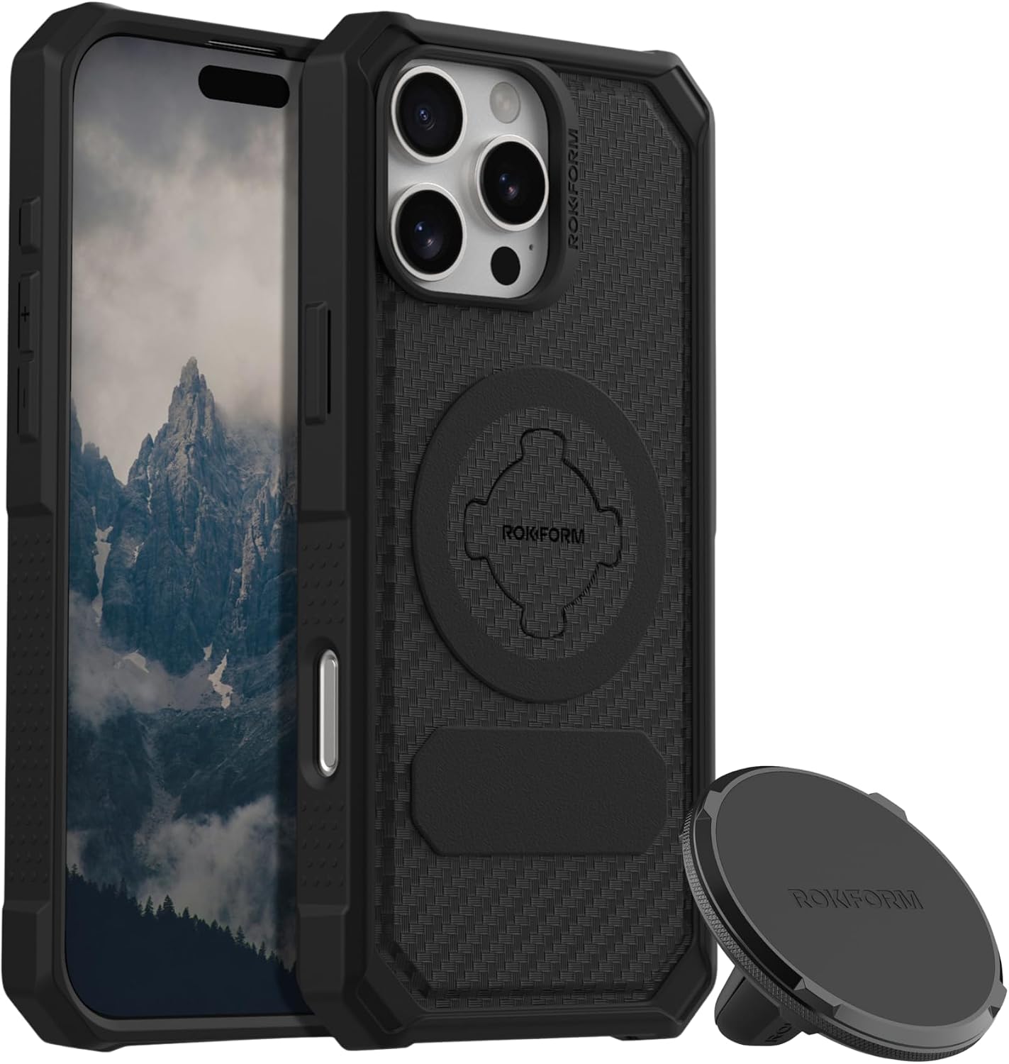 Rokform iPhone 16 Pro Max Rugged Case + Dual Magnet Vent Mount for Car, Truck, or Van