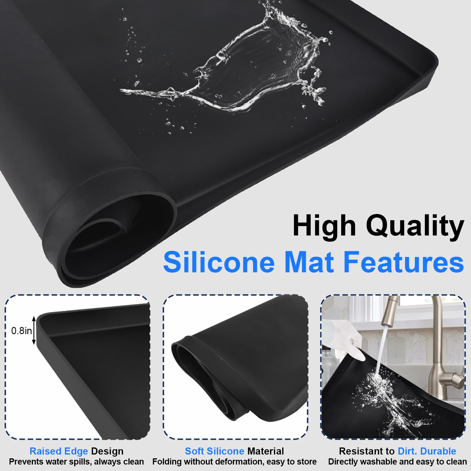 Befun Mini alfombrilla de silicona para refrigerador de 60 x 60 x 1,5 cm, protector de suelo antideslizante, bandeja de nevera a prueba de derrames para secadora, mini nevera, armario de vino