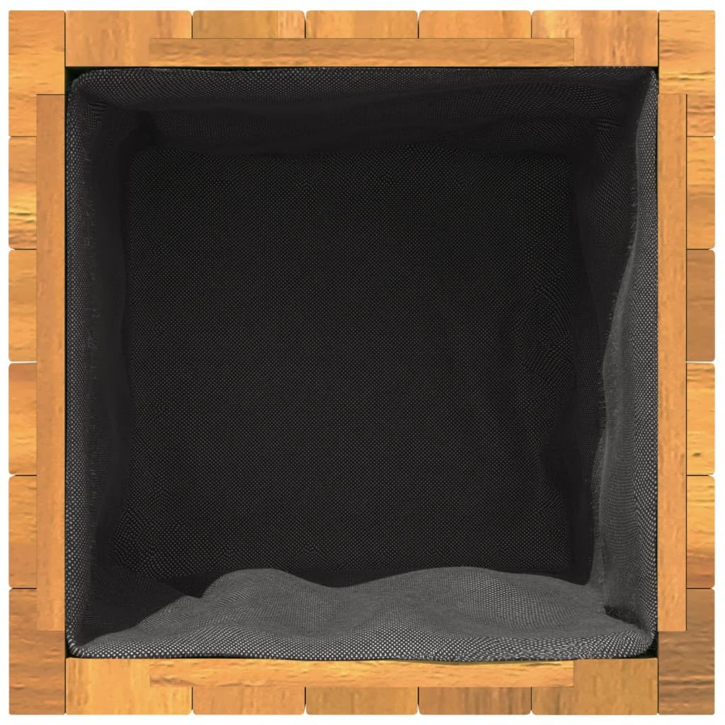 Macetero cuadrado de 25 x 25 x 25 cm, de madera maciza de acacia, con bolsa de fieltro para plantas de interior, hierbas y flores, para salón y oficina