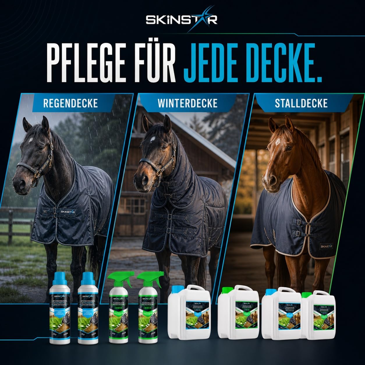 SkinStar Mantas para caballos, impermeabilización, 2,5 l, protección para animales