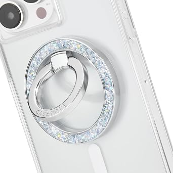 Case-Mate Magnetic Phone Ring Holder & iPhone MagSafe Stand - Removable MagSafe Phone Holder for Hand - Thin Collapsible Grip Ring for iPhone 17 Pro Max/16 Pro Max/15/14/13/12/Pixel 10 - Twinkle Disco