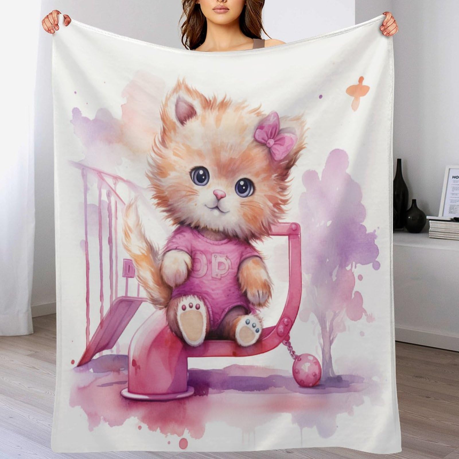 Couverture chat douce pour lit et canapé | Plaid chaud facile d'entretien