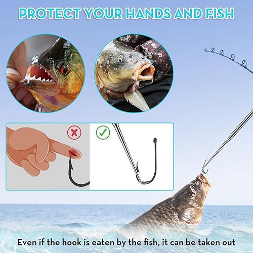 Miniatura 3 de TIESOME 4 piezas de herramientas de extracción rápida de anzuelos de pescado, gancho de pesca, extractor de anzuelos de seguridad, dispositivo de