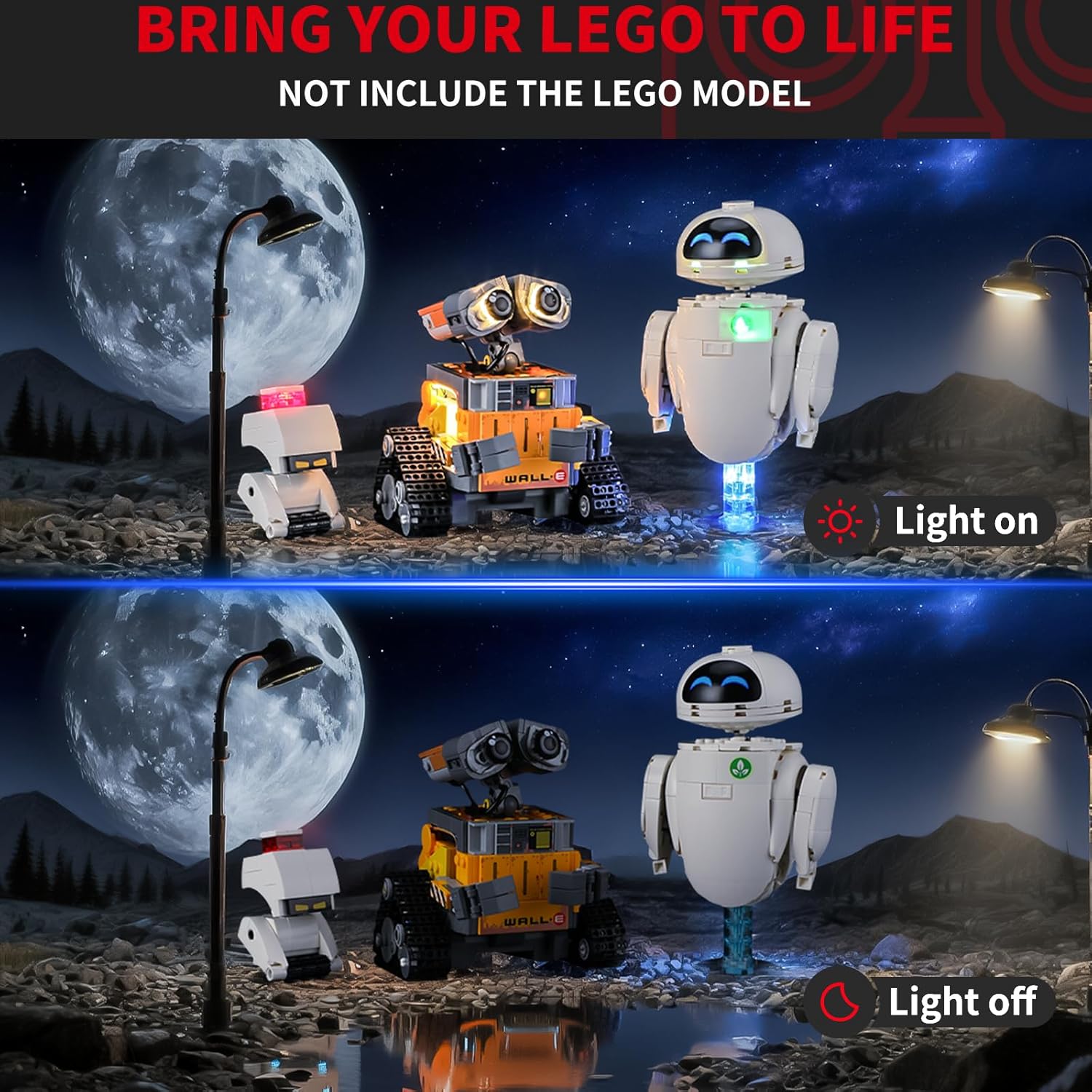 BRIKSMAX Light Kit Compatible with Lego Disney Wall-E and EVE 43279 | USB Powered LED Lighting for Lego Collectors, Display Room, Adults & Kids’ Gift (Model Not Included)
