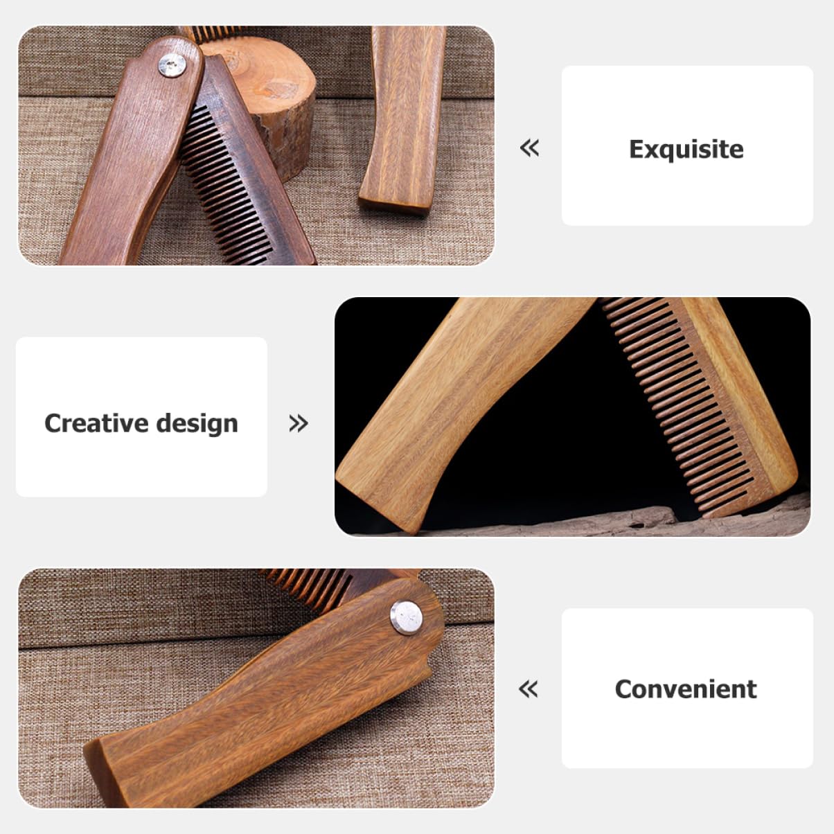 Beavorty 5 Juegos De Peines De Madera Pequeños Para Bigote Peines Plegables Para Barba Diseño Ergonómico Para Viajes Y Hogar.