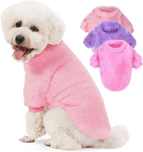 Paquete de 3 suéteres para perros pequeños, suéteres para perros pequeños y niñas, abrigo para perro, abrigo para cachorros y gatos, ropa de