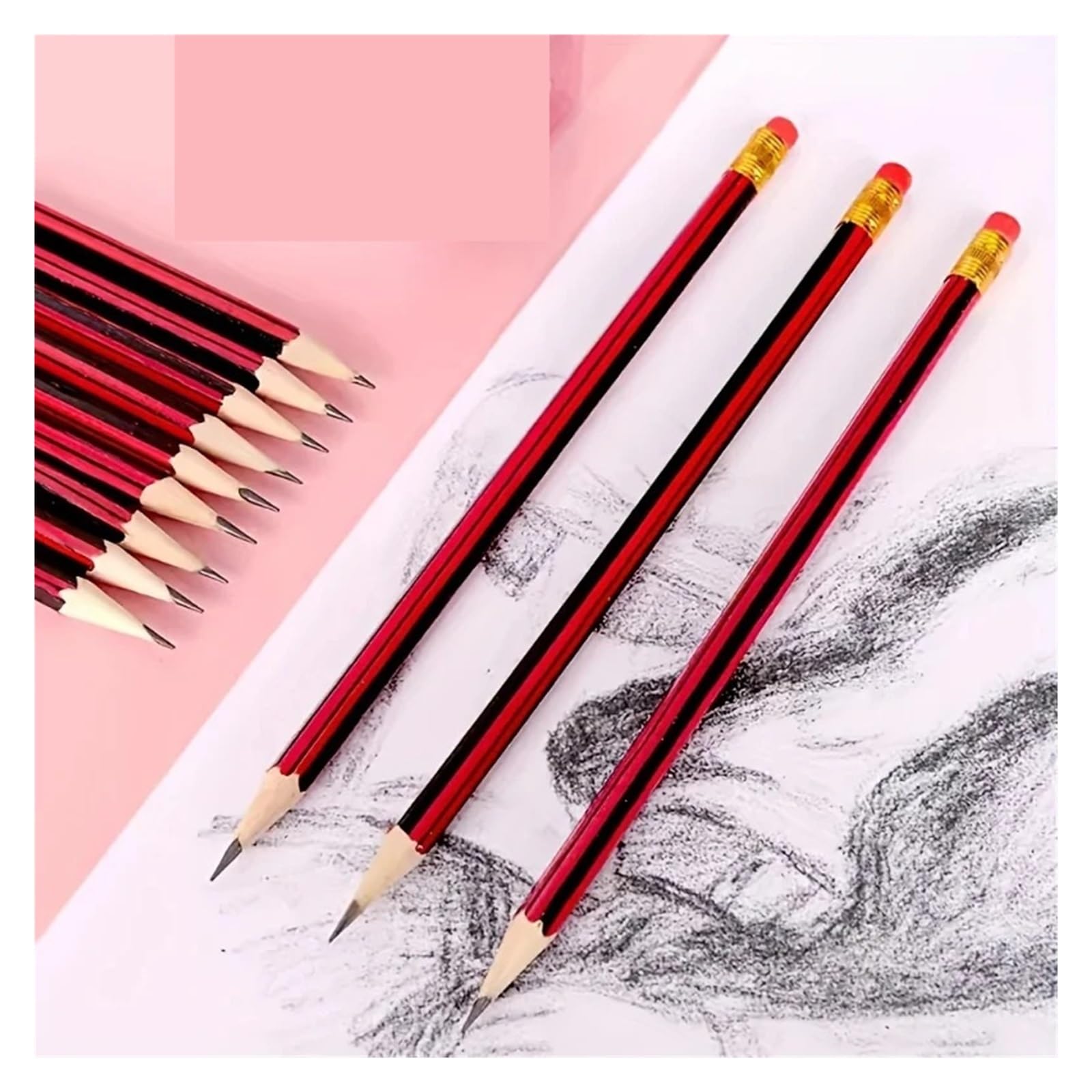 Generisch 50/100 Teile/los Skizze Bleistift Holz Bleistifte HB mit Radiergummi(HB 100pcs)