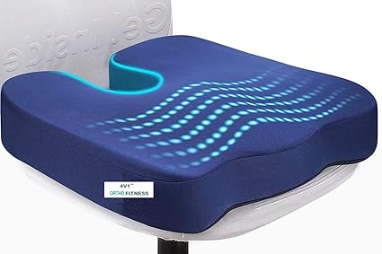 4V1 Ortho Fitness Coccyx Orthopaedic Seat Cushion for Relief from Lower Back, Sciatica, Tailbone, Lumbar Pain , Piles, haemorrhoids- Blue