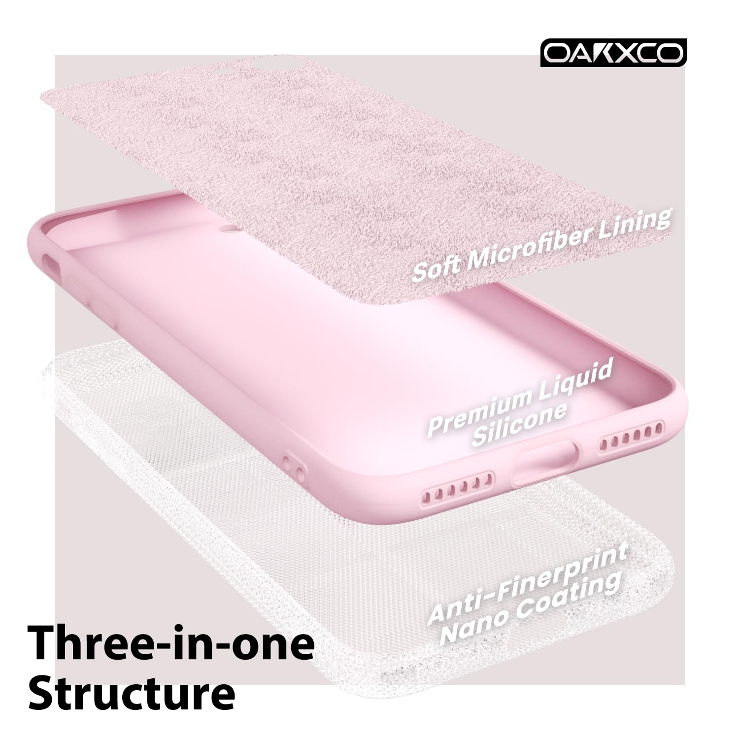 oakxco for iPhone 16 Pro Max Case Liquid Silicone, Soft Rubber Gel Elegant Aesthetic Basic Simple Cover, Cute Thin Slim TPU Matte Solid Color Plain Smooth Case for Women Girl, Light Pink — view 850
