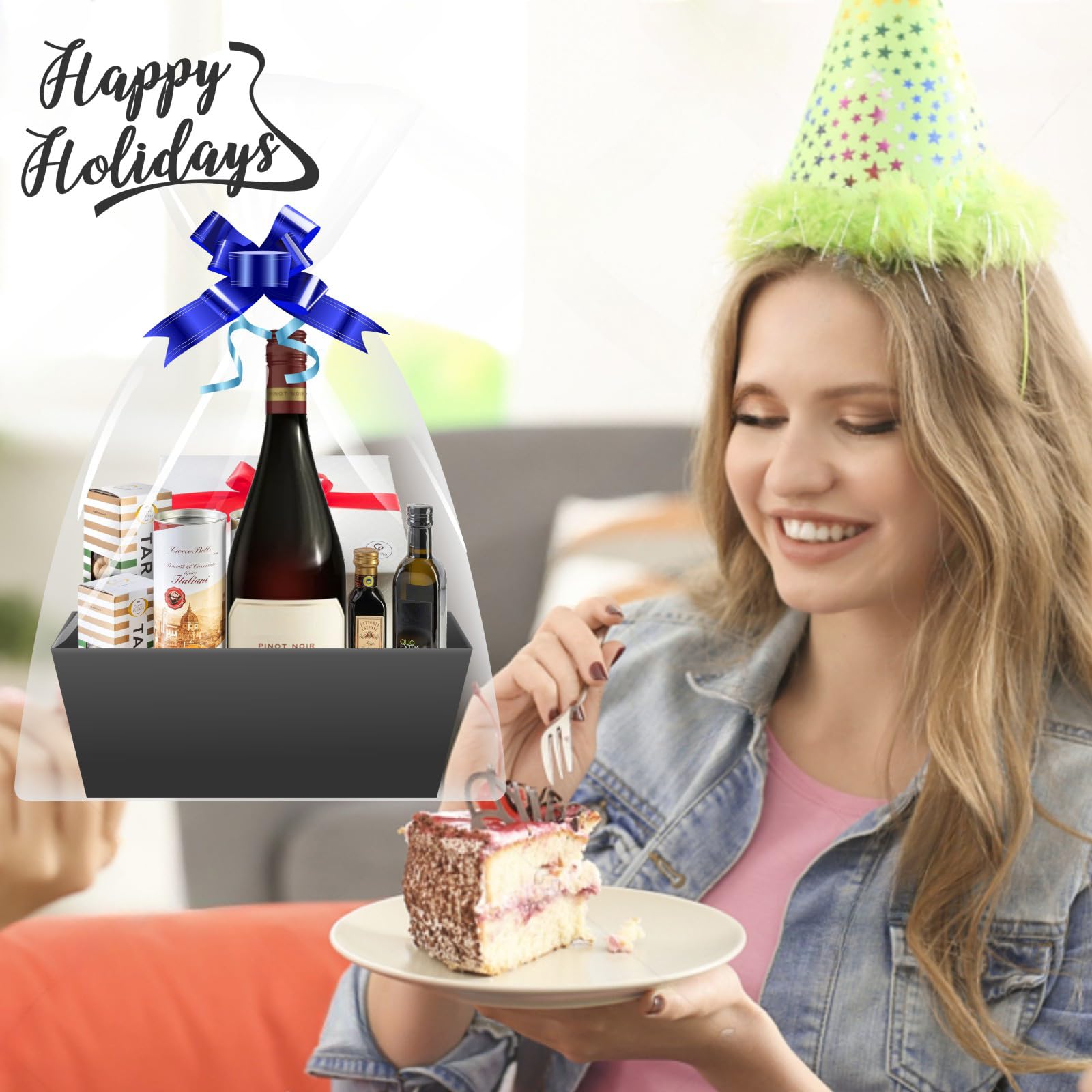 Geschenkkorb Set Abschluss 2025 – 12 Körbe Mit Tüten & Schleifen, Grün