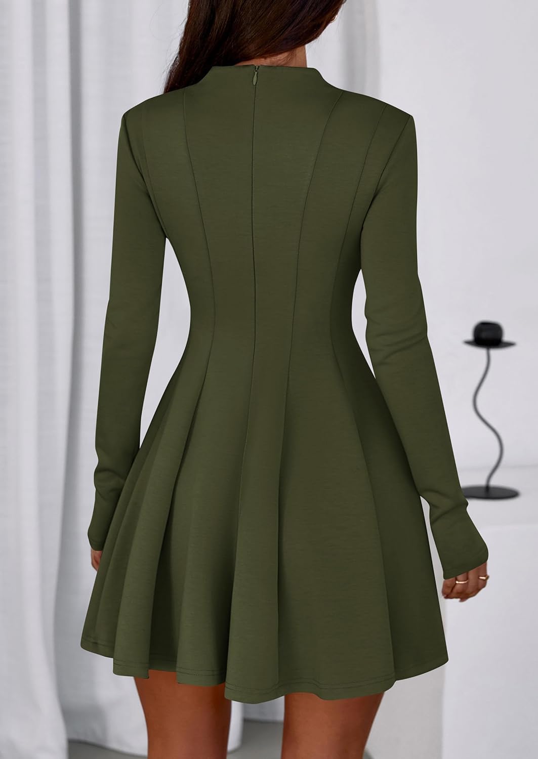 PRETTYGARDEN Fall Dresses for Women Elegant Classy 2026 Casual Long Sleeve Swing A Line Ruffle Short Homecoming Party Dress - Image 4