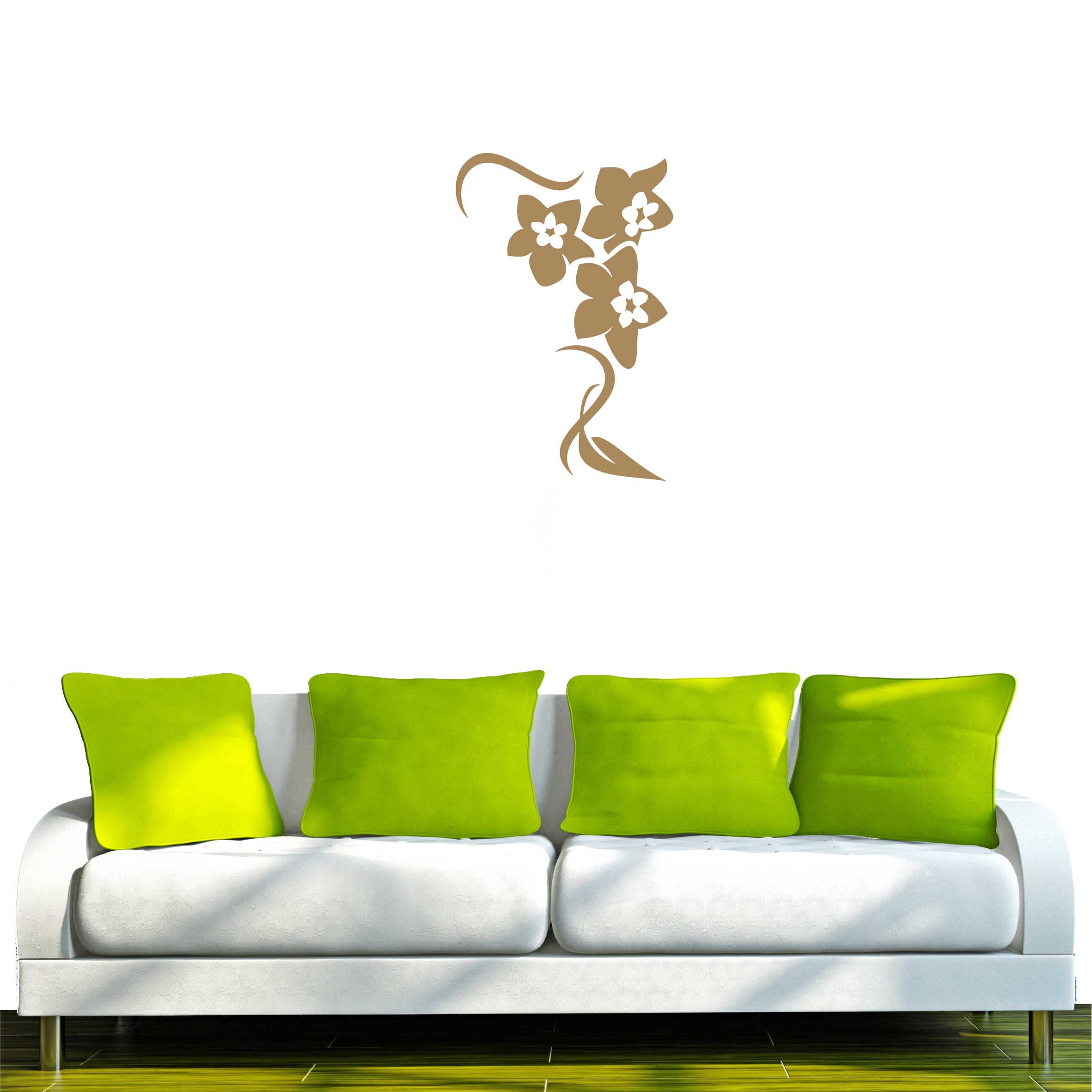 INDIGOS UG - Decalcomanie da muro - adesivi da parete - Murale - F333 floreale con foglie, 160 x 106 cm - Marrone chiaro - Decorazione per soggiorno, camera dei bambini, ufficio, scuola