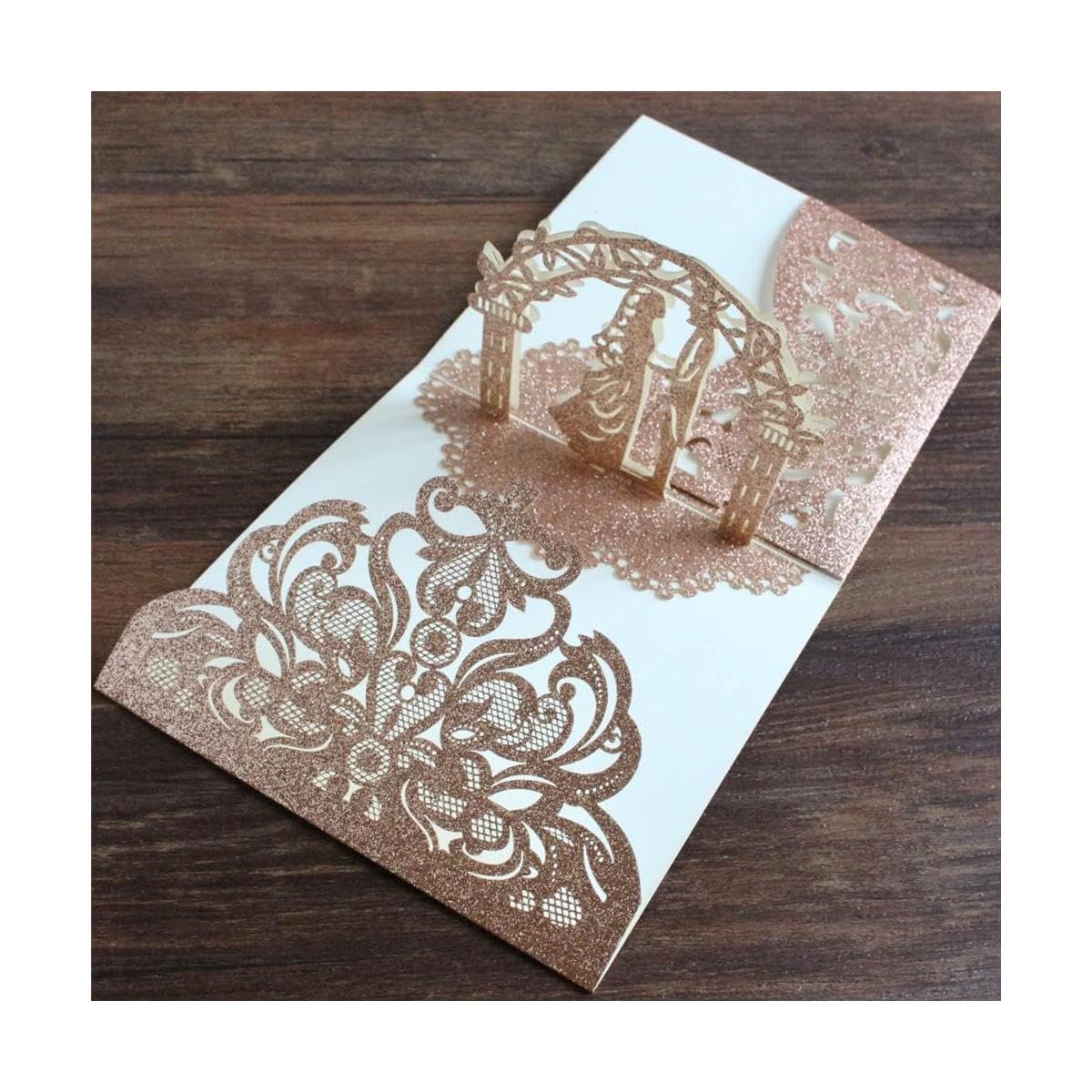 esmen 20 Stück 3D Hochzeitseinladungen Karten, Laser -Schnitt -Hochzeitseinladung, Brautduschenkarten Personalisierte Einladung personalisiert