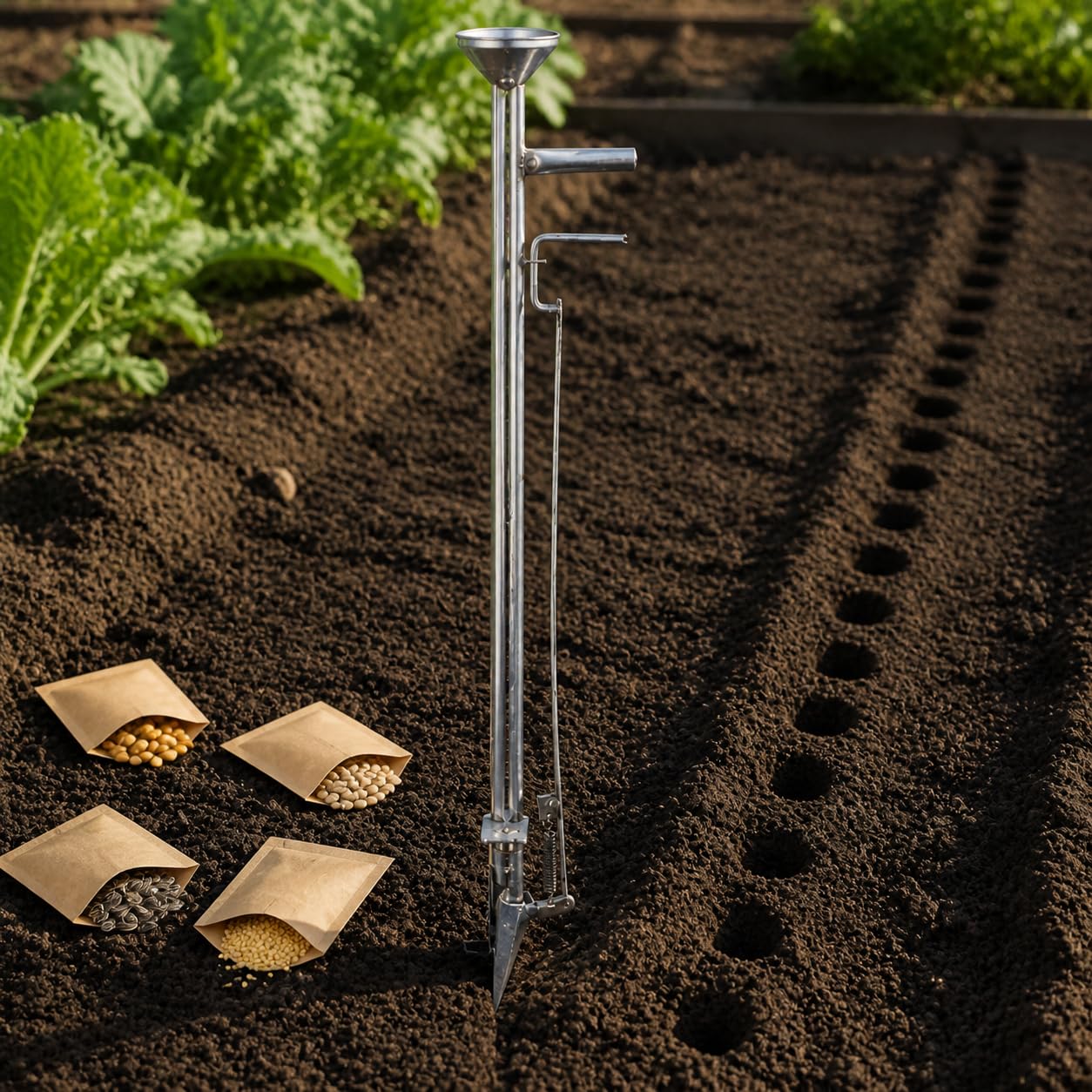 Semoir Manuel Métal Galvanisé Réglable | Construction métal galvanisé, millet, profonur ajustable, pour , , soja, légumes, pour semis, pour ferme