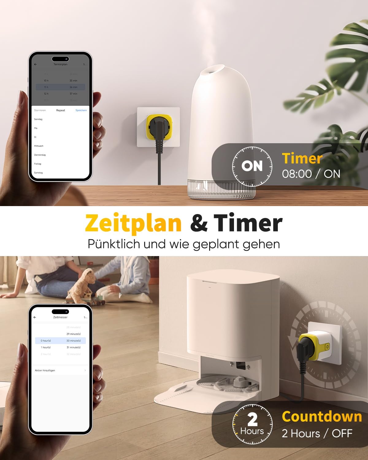 GreenSun WLAN Steckdose mit Stromzähler, 16A 3680W, kompatibel mit eWeLink