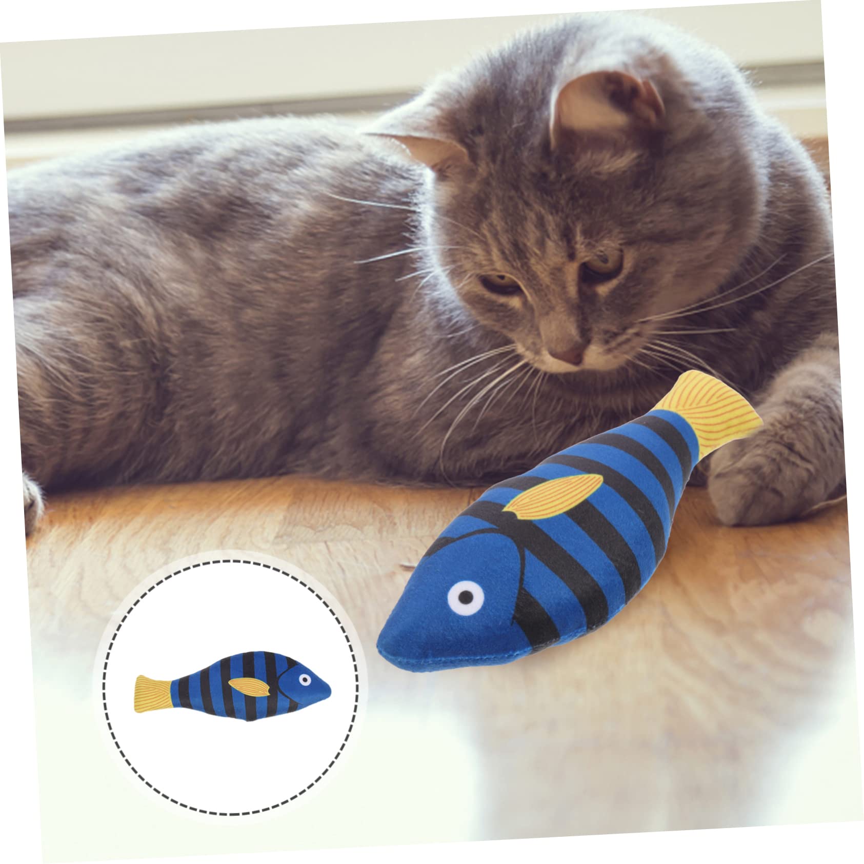 Happyyami Jouet pour Chat en Peluche Poisson Herbe à Chat Naturel, Réduit la Solitude, pour Chatons en Intérieur, Jouet de Dentition Solide et Interactif