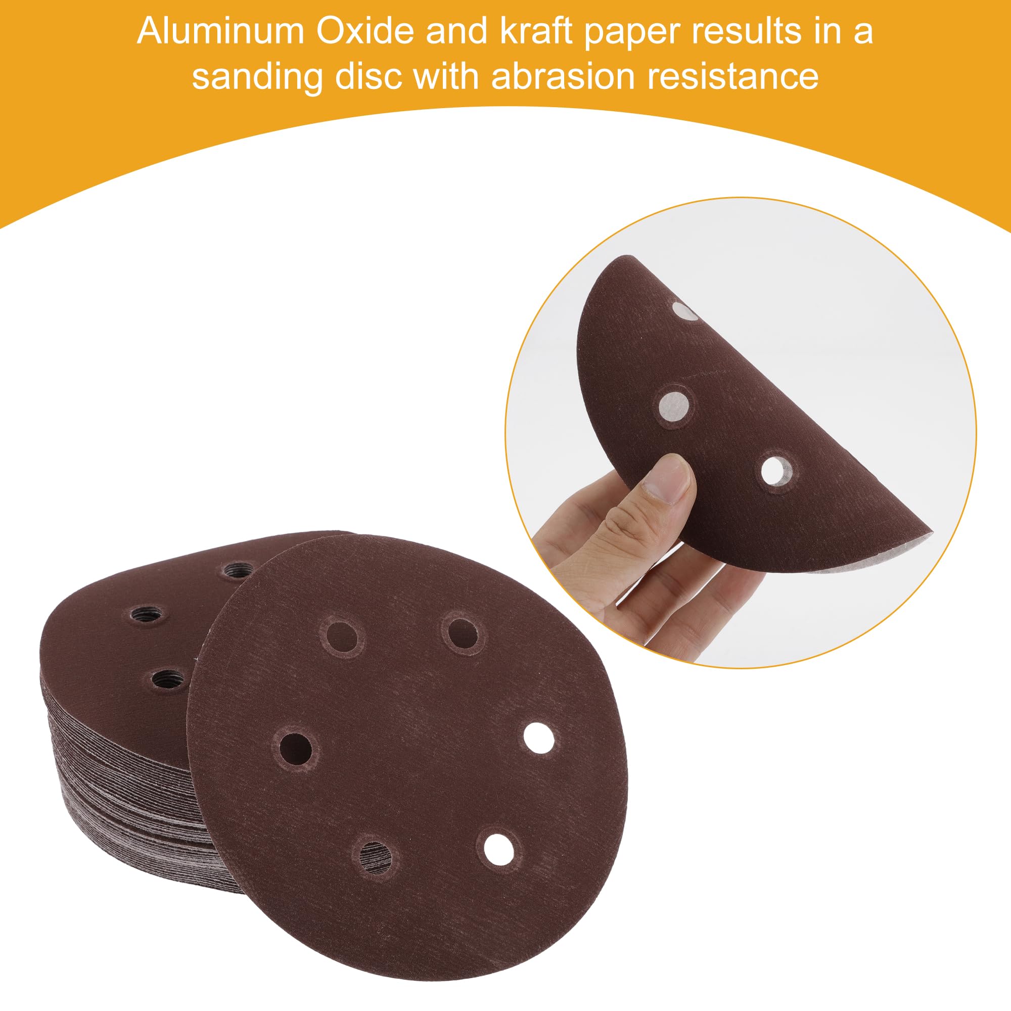Partuto 50 Pcs 6inch 6 Hole 600 Grit Universal Sanding Discs - Round Hook and Loop Sandpaper - White Paper Red - Image 3