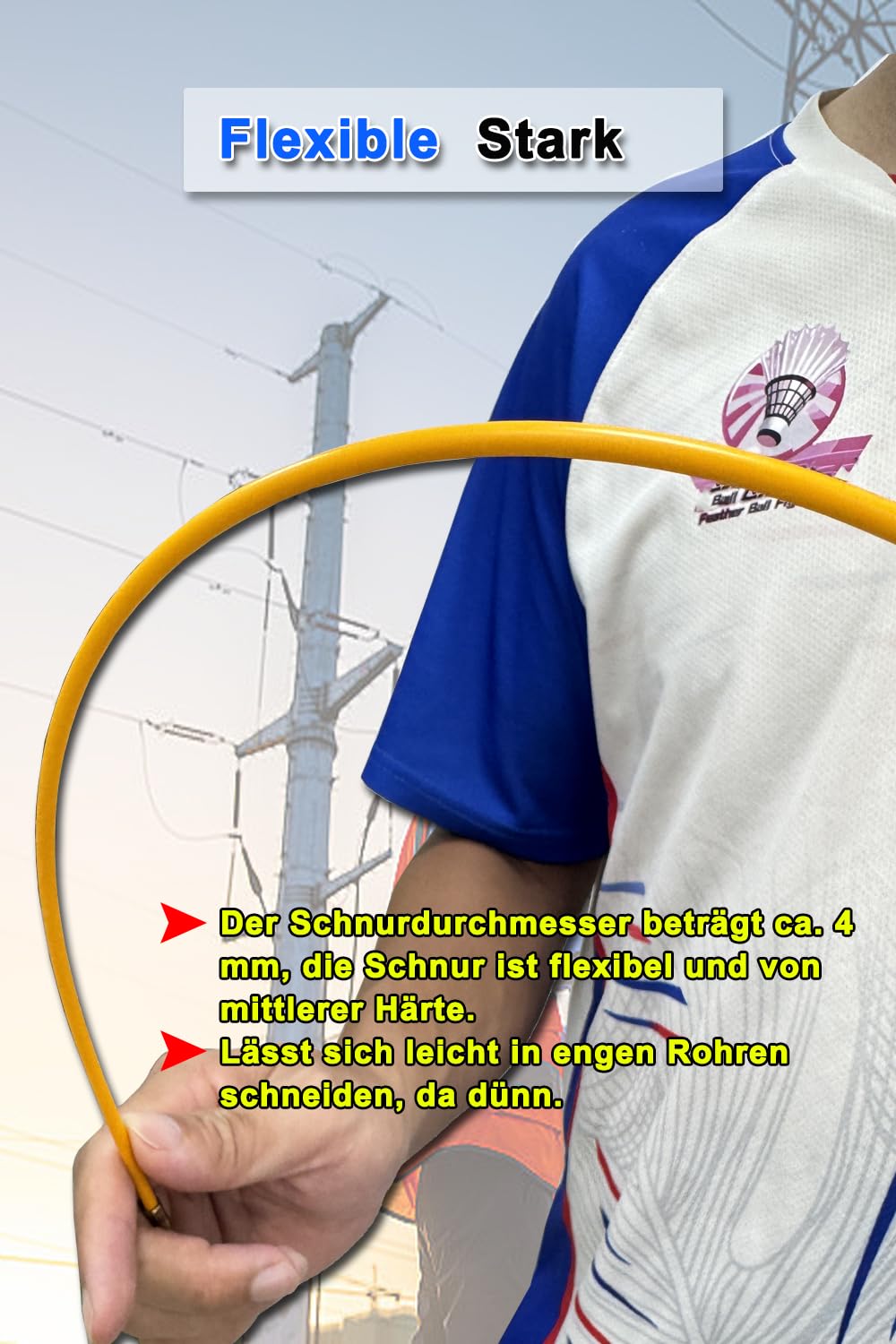 30m 4mm Fish Tape Kabeleinziehhilfe, Glasfaser Einziehspirale, Kabelziehwerkzeug für Elektroverkabelung, LAN & Rohre, mit Aufbewahrungskoffer