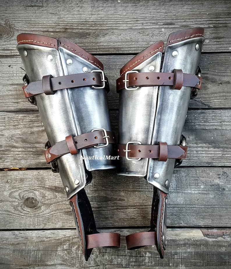 Witcher Bracers, LARP Armor, Halloween Fantasy Cosplay, Steel & Leather Medieval Arm Guard Armor - Image 6