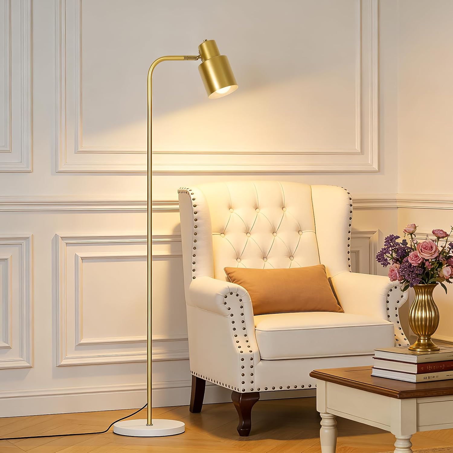 Golden Modern Floor lamp for Living Room, Bedroom, Study, Reading Desk lamp
