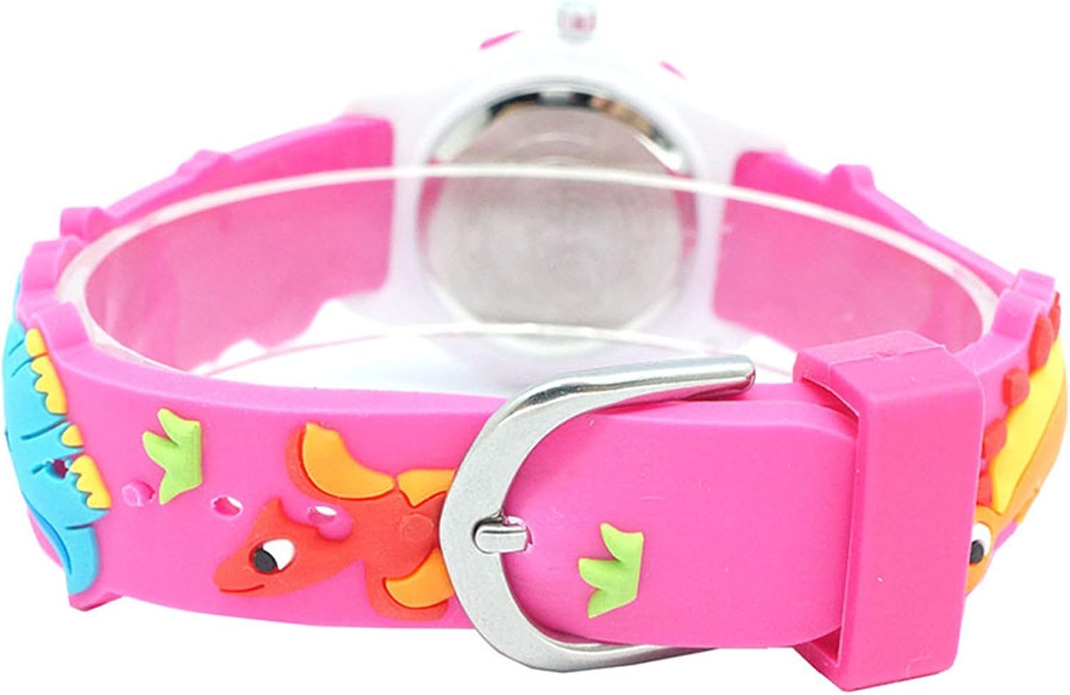 Fashionable-Shop School Toddlers Kids Time Teach 3D Cartoon Boys Girls Watch Japan Quartz Durable Silicone Christmas Birthday Gift 3-10 Years Old Water Resistant UN1739 (Cute Dinosaur Pink) - Image 4