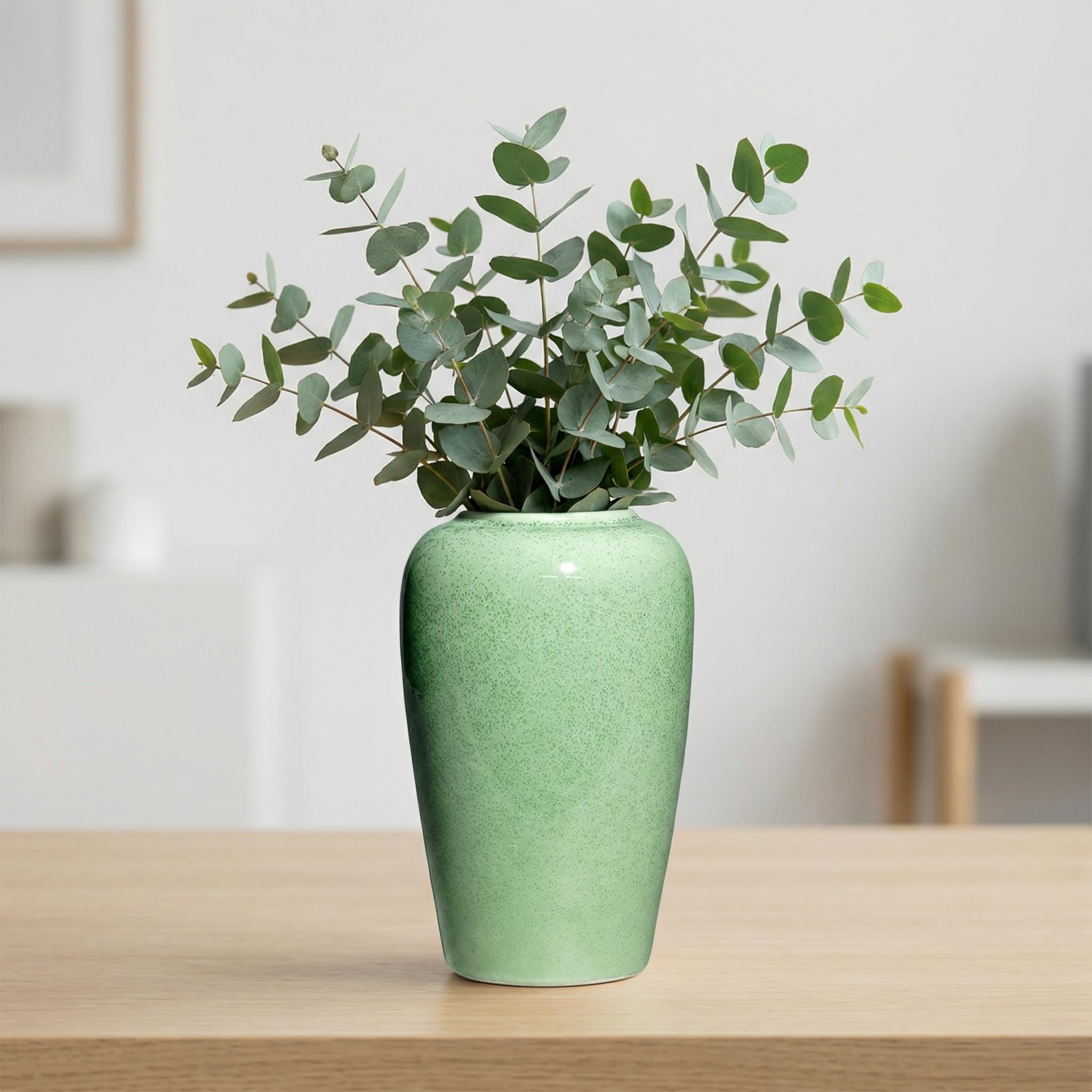 Vase vert en céramique de 20 cm pour décoration d'intérieur moderne