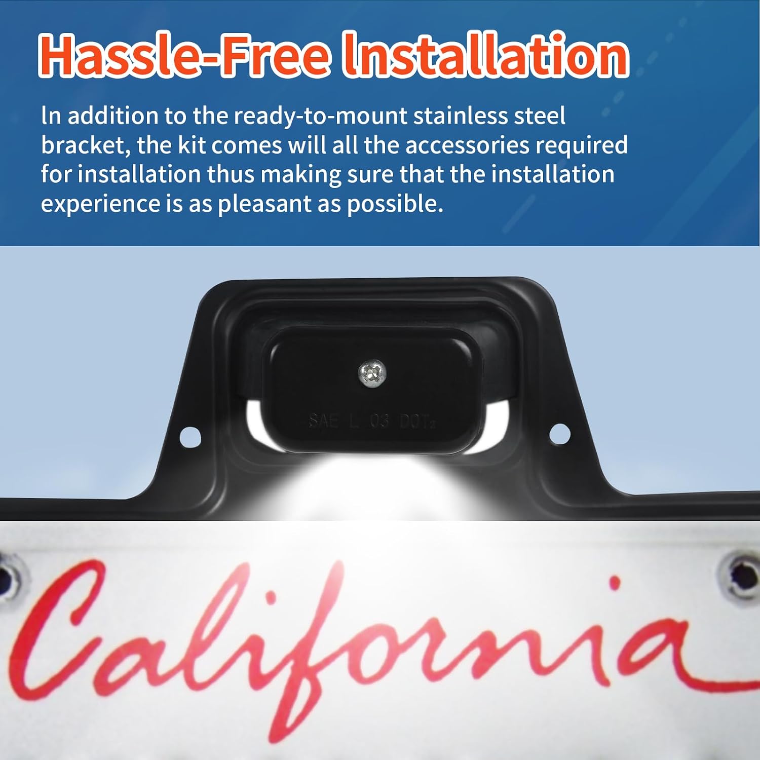 LED License Plate Light Waterproof 12V DC License Tag Light, Steel Bracket Mount with Holder Drainage Hole, 12V DC Waterproof Universal Submersible Tag Lamp for Car Semi Truck RV