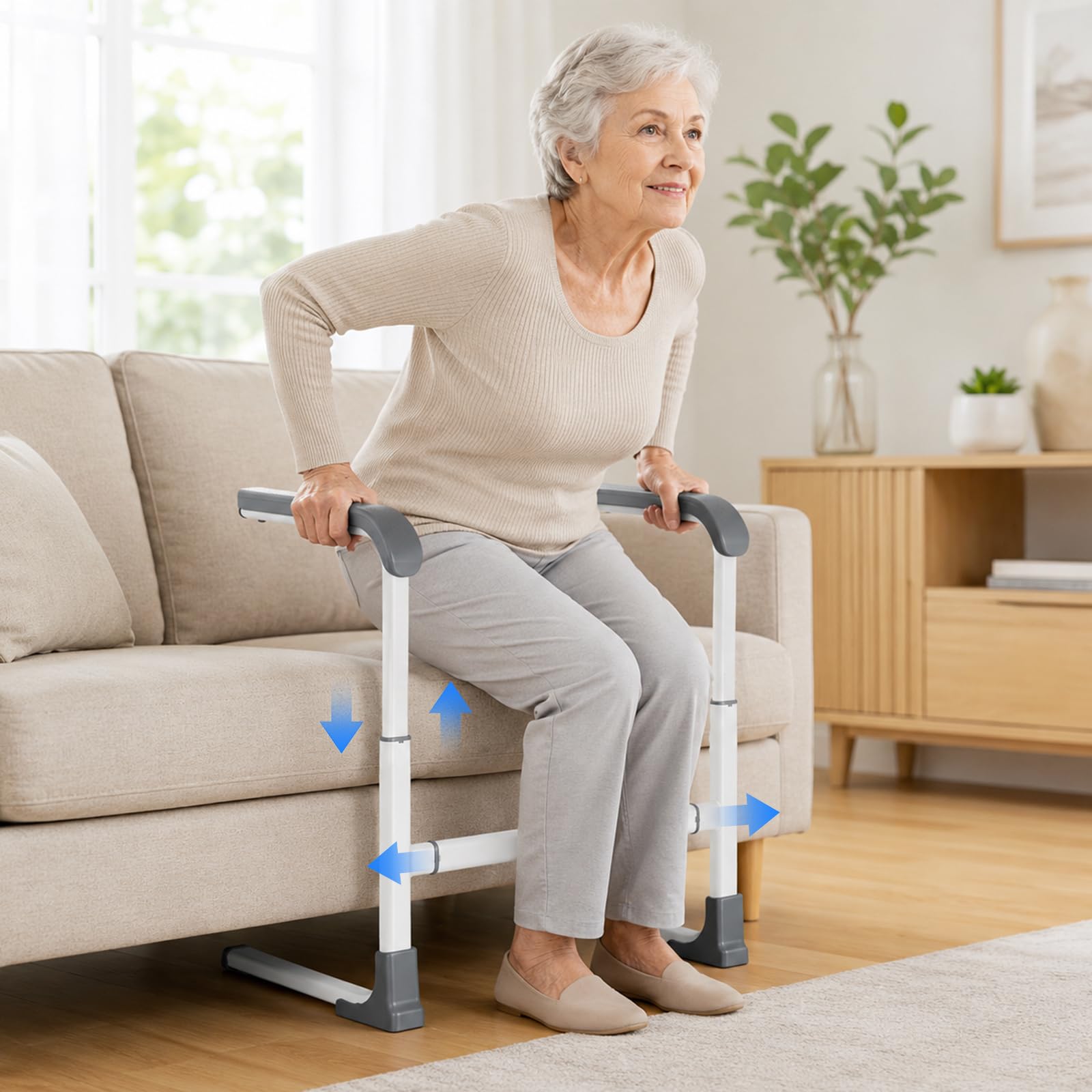 Supporto Divano per Anziani, Divano Letto WC Sostegno per Alzarsi, Sofa Sollevatore Ausilio Pazienti Anziani Sostegno Supporto, Altezza e Larghezza Regolabili, Fino 150 kg per Domestico Ospedaliero