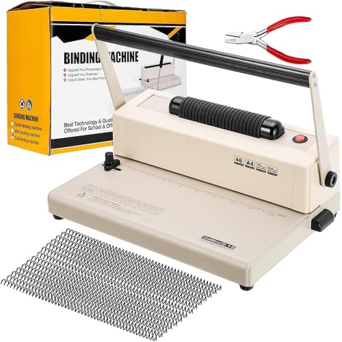 Spiral Coil Binding Machine with Electric Inserter - 15 Sheet Punch Capacity for LTR/A4/A5 - includes Crimper&100pcs 5/16'' Plastic Coils - Ideal for Home, School, Business Use