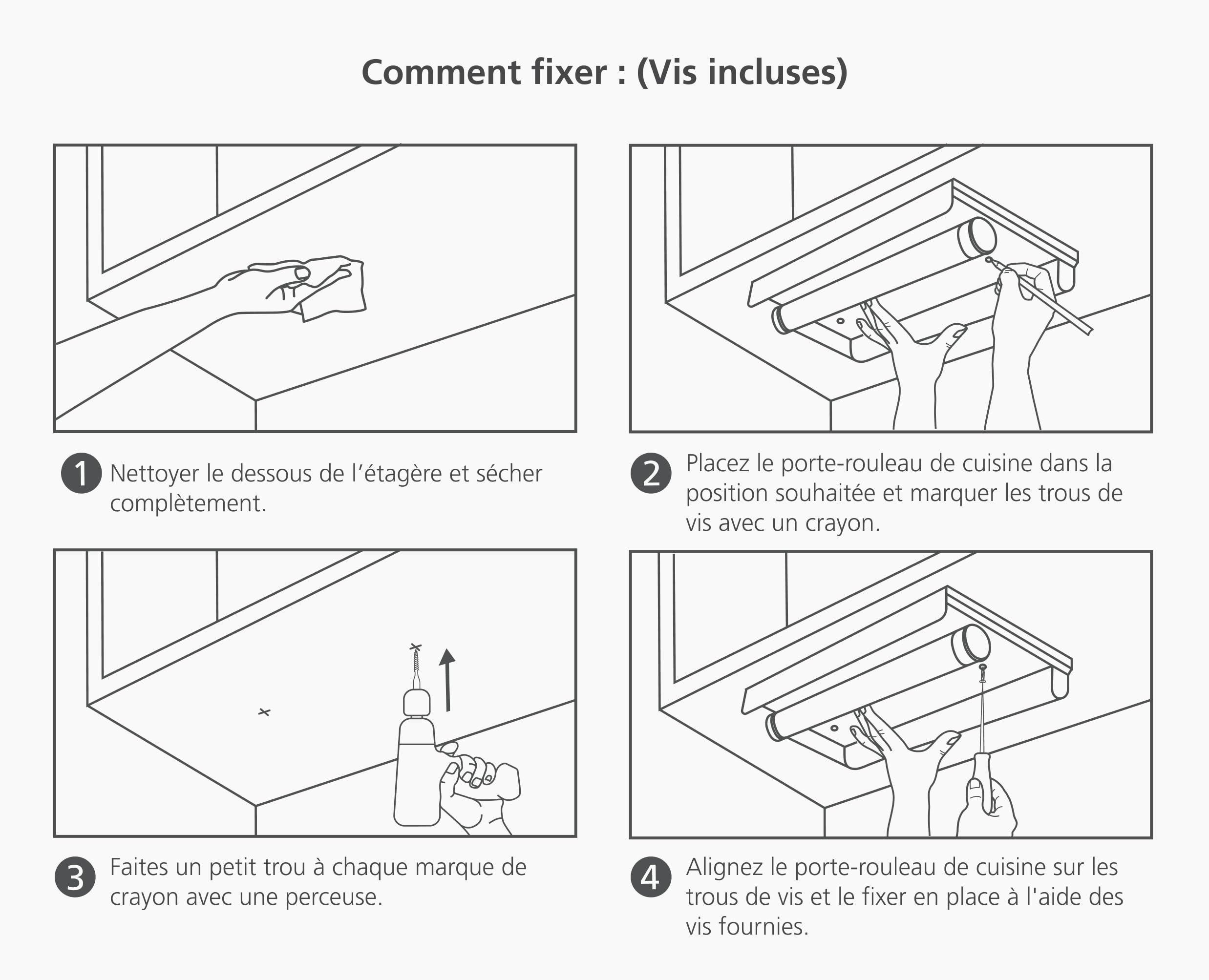 Joseph Joseph RollGrip Porte-Rouleau sous-Armoire, Essuie Tout, Gain de Place, Bras à Tension, Facile à déchirer d'une Seule Main, Convient aux Rouleaux 140mm