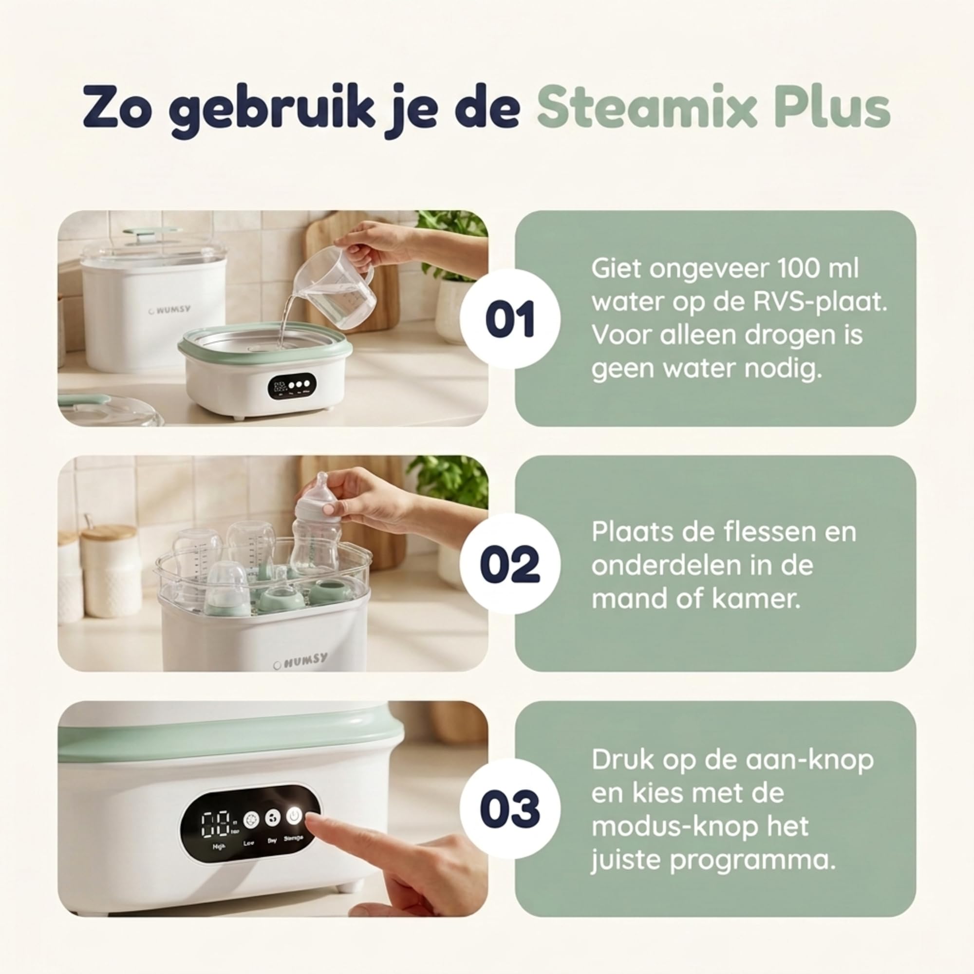 Numsy Steamix Plus Flaschensterilisator mit Trockner - Bottle Sterilizer