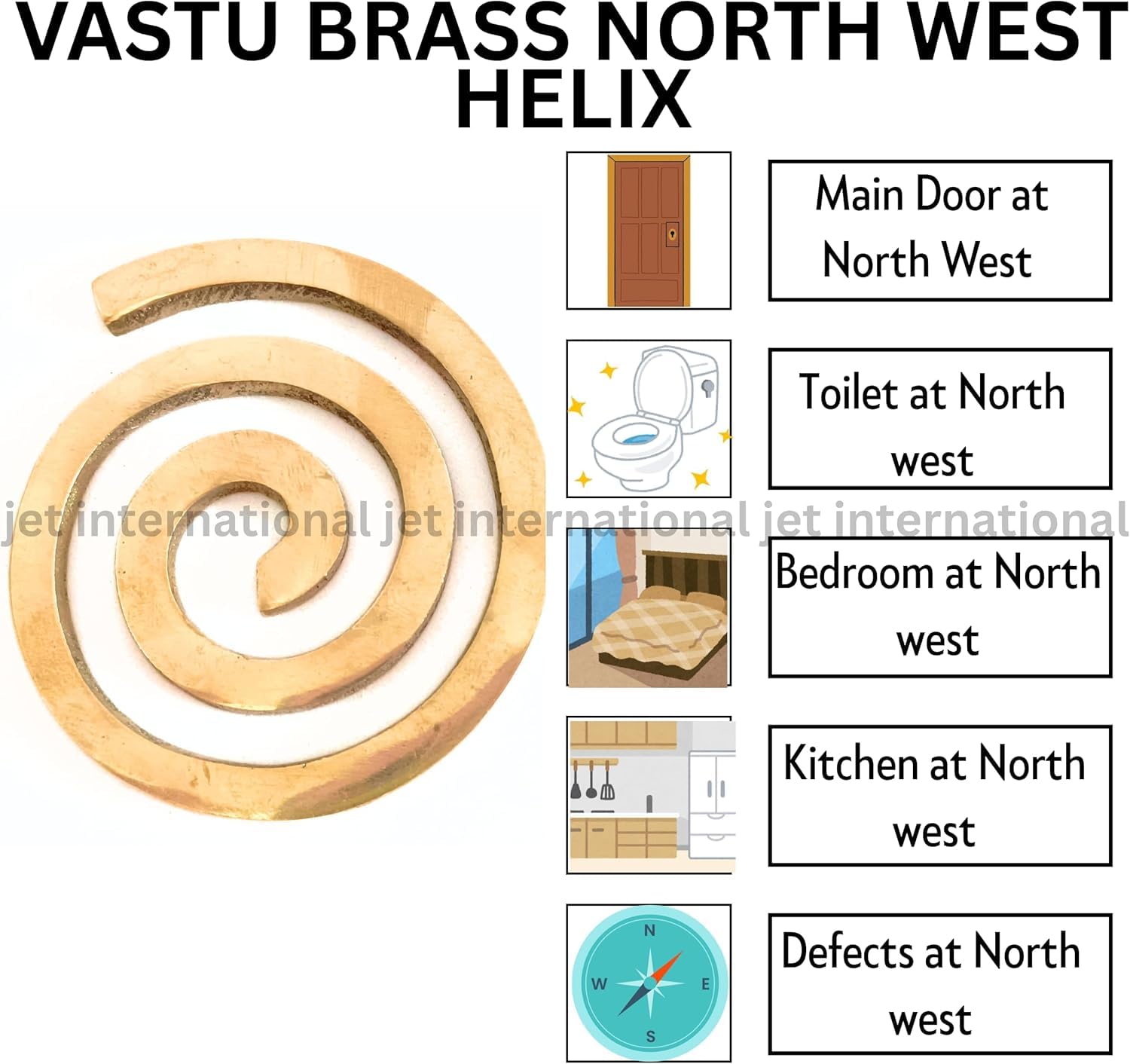 Prajet Energized Vastu Helix Set di 3 Energized Vastu Bilanciamento Helix Home Office Attivare Bilanciamento d'angolo porta armonia e pace Vastu Remedies. (North West Helix)