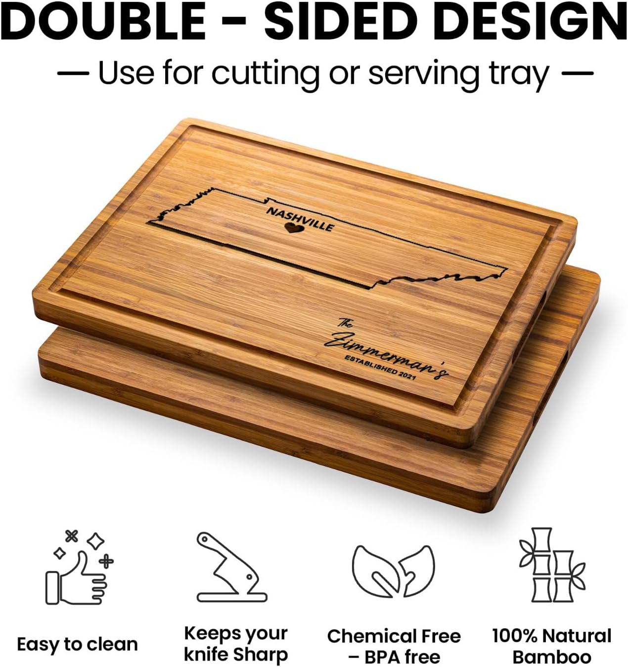 Tennessee Destination Cutting Board, Bamboo State Shaped Themed Gifts, Personalized Wooden States Charcuterie Board, Moving Away Gifts for Family - Image 7