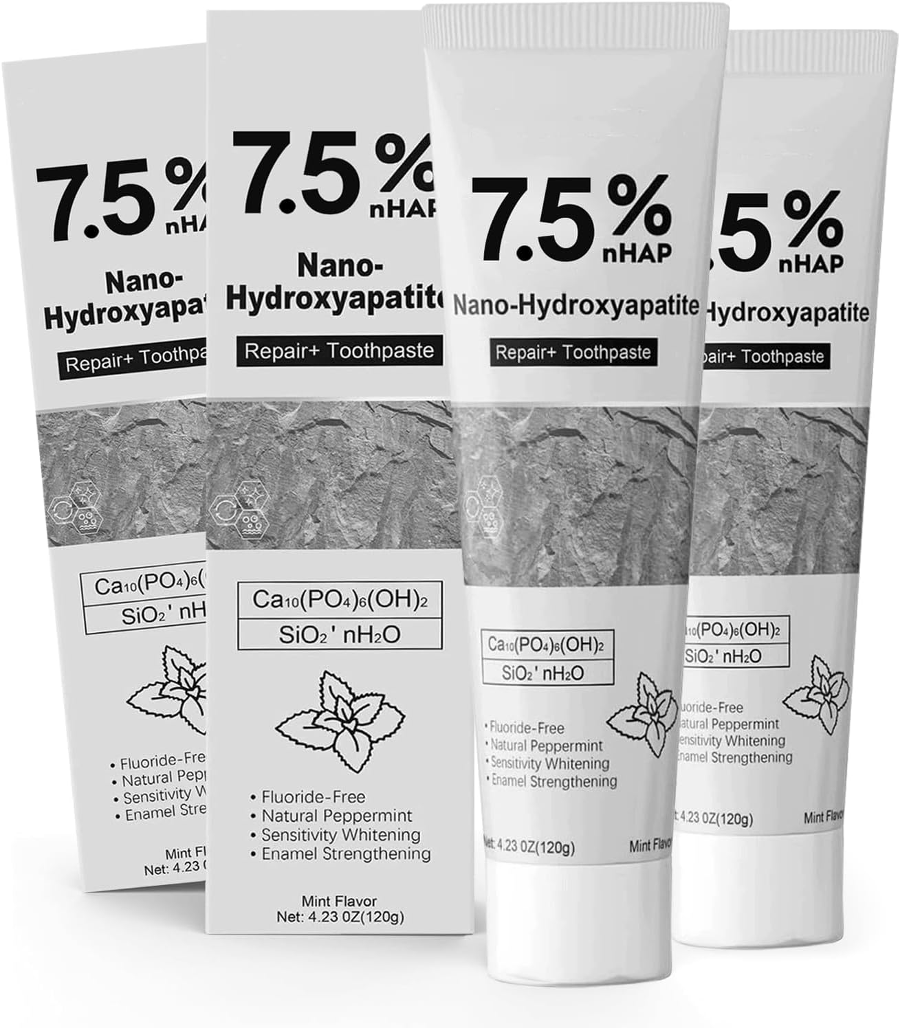 2pcs Hydroxyapatite Toothpaste, Hydroxyapatite Toothpaste 7.5 for Advanced Enamel Protection, Gentle and Effective Formula, Fresh Breath Fresh Mint Flavor (4.23oz)