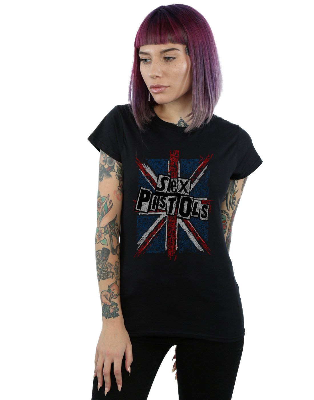 Absolute Cult Sex Pistols Women's Anarchy Flag T-Shirt Black XX-Large