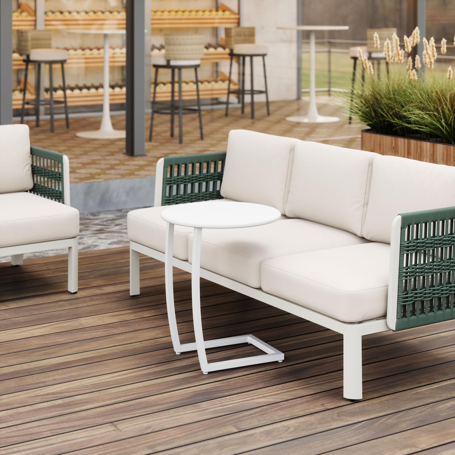 HomeStock White End Table - Modern Aluminum Side Table for Living Room & Bedroom