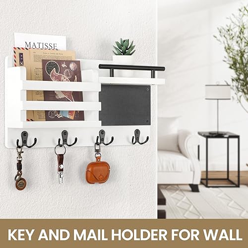 Miniatura 4 de Nekon Organizador de correo para pared con pizarra, 16.5 pulgadas de ancho x 8.6 pulgadas de alto x 3.7 pulgadas de profundidad, soporte decorativo
