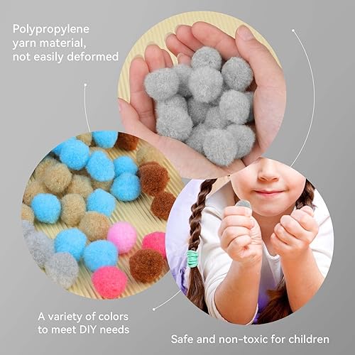 Miniatura 5 de MORFEN 150 pompones de color gris claro de 1 pulgada, bolas de pompón mullido, pequeños pompones para manualidades, proyectos de manualidades,