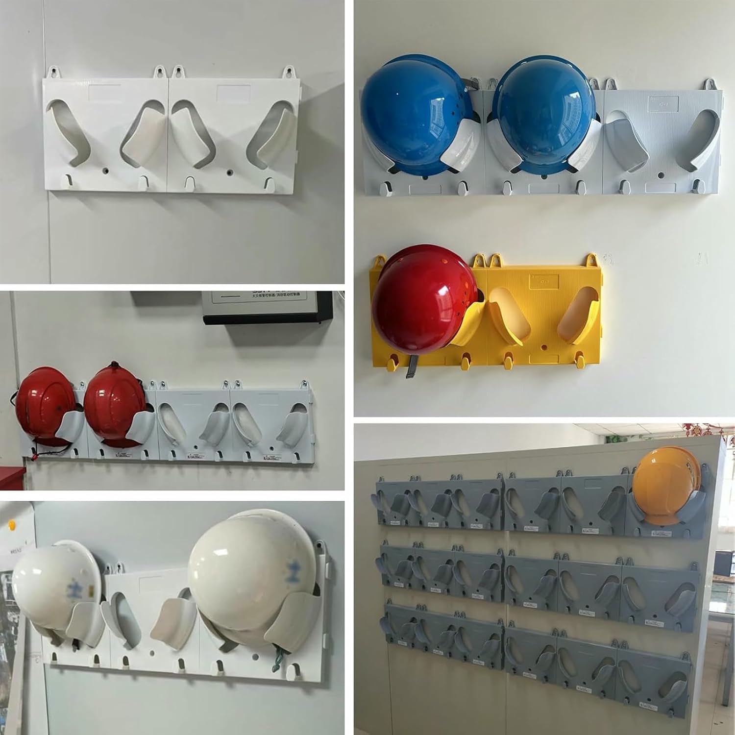 Hard Hat Holder PVC Plastic Hard Hat Holder Wall Mount, 8 Pcs Safety Helmet Holder Organizer for Home Corporation, Floor Space Saving Safety Helmet Stand