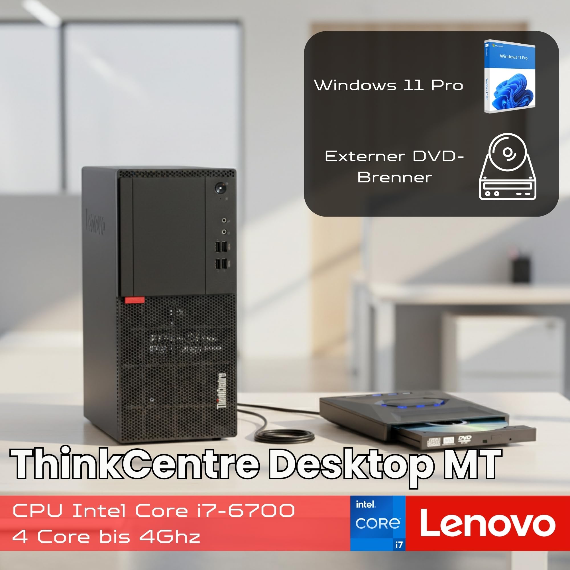 Lenovo Desktop mit Intel Core i7 6700, 32 GB RAM und 1 TB SSD