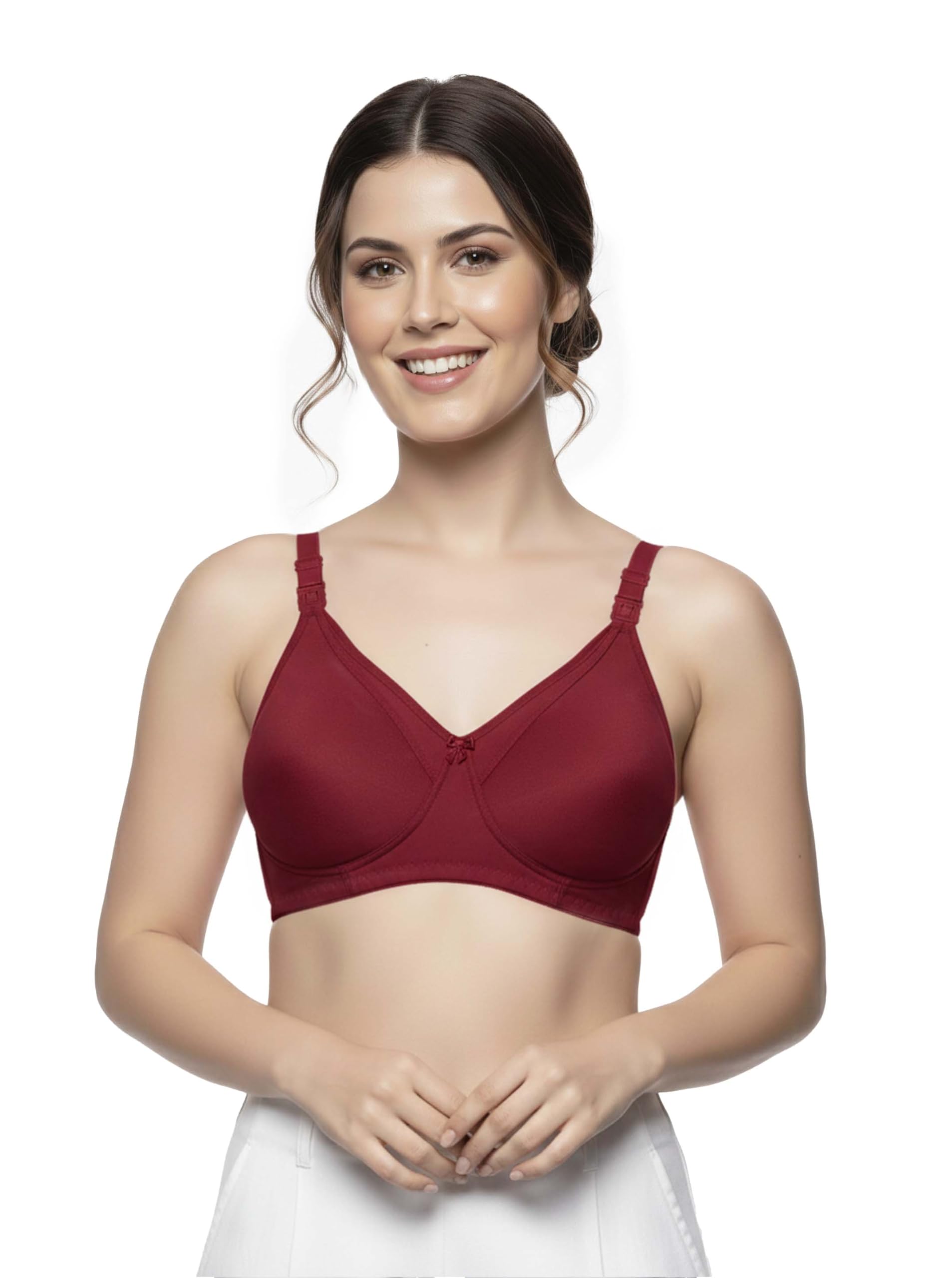 Maternity Bra for Women, Seamless Nursing Bra with Detachable Feeding Clips, Soft Breathable Stretch Fabric, Wirefree Full Support Bra for Lactating Mothers, Maroon-image-15