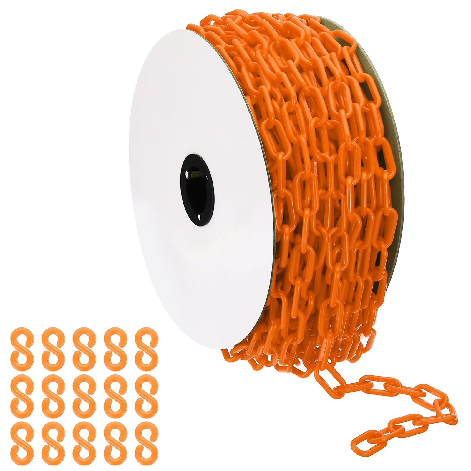 PATIKIL Catena In Plastica Arancione, 35 M 6mm Barriera Di Sicurezza Catena Grande In Plastica Lunga Per Controllo Folla, Coda, Parcheggio, Recinzione, Cancello, Concerto