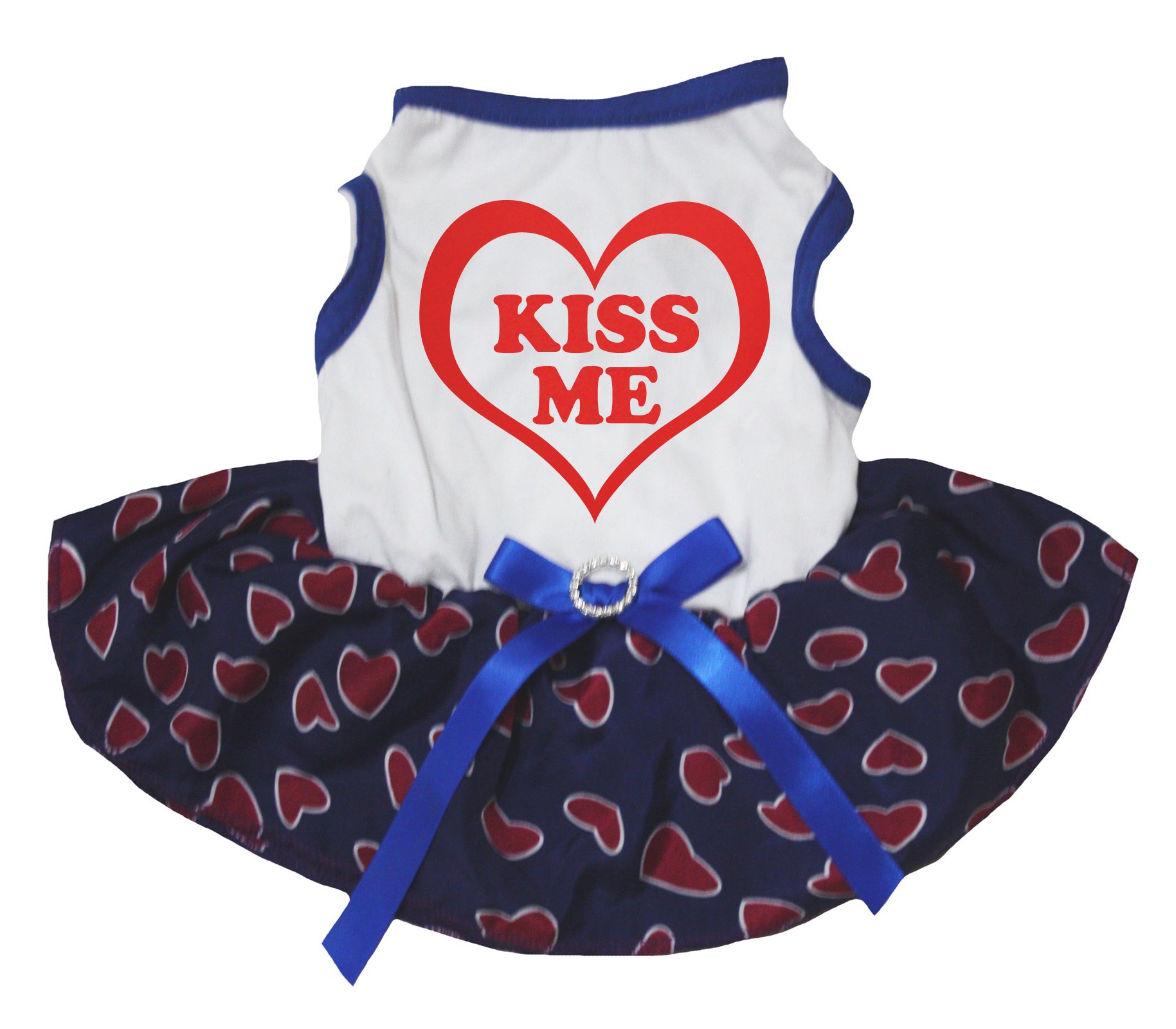 Robe pour chien à cœurs blancs et bleus pour les balades dominicales en XL