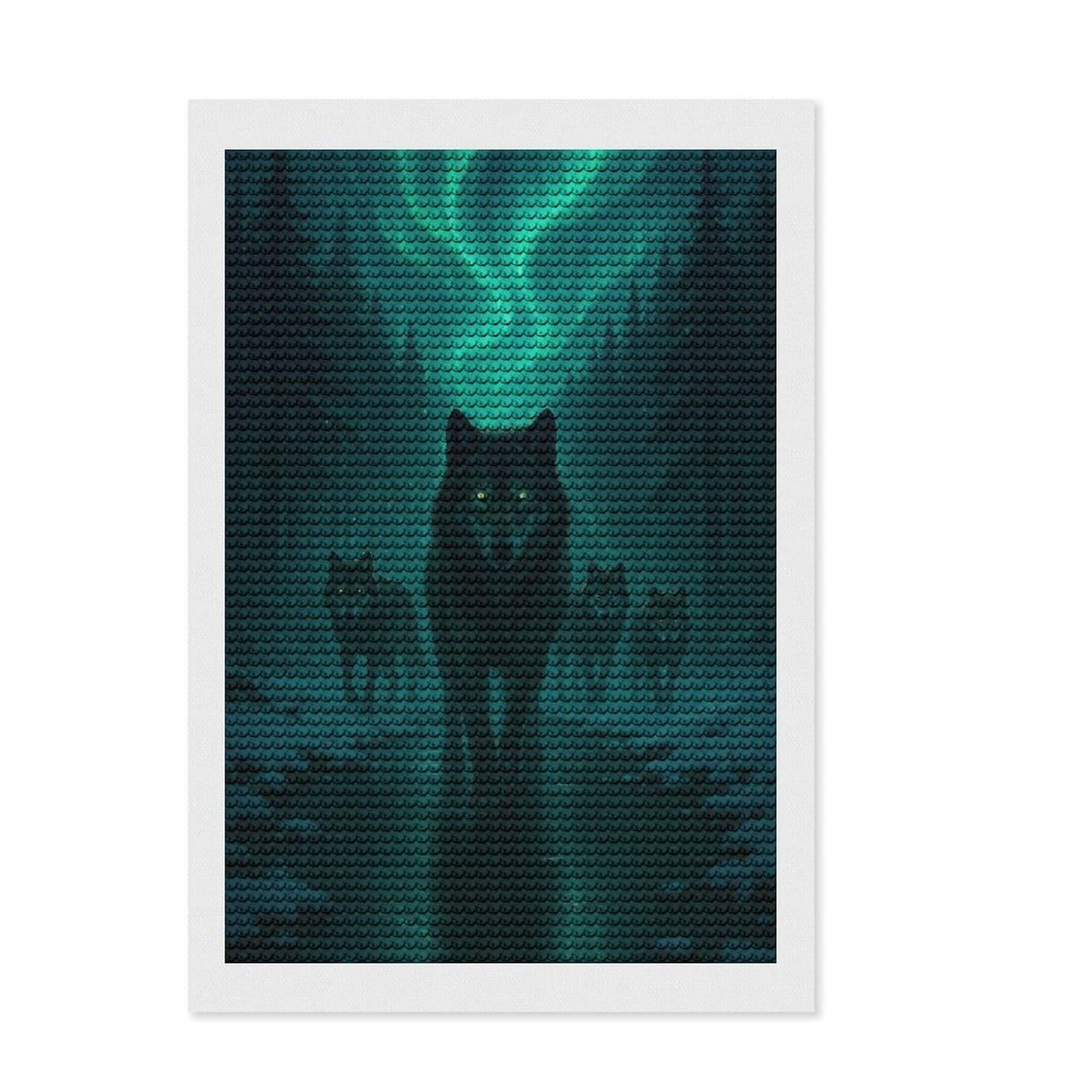 Junmoney Wolf Pack Under Aurora Borealis Diamond Art Kit 8"x12", for Craft Lovers, Satisfying Creative Project, Birthday Gift, Home Wall Decor