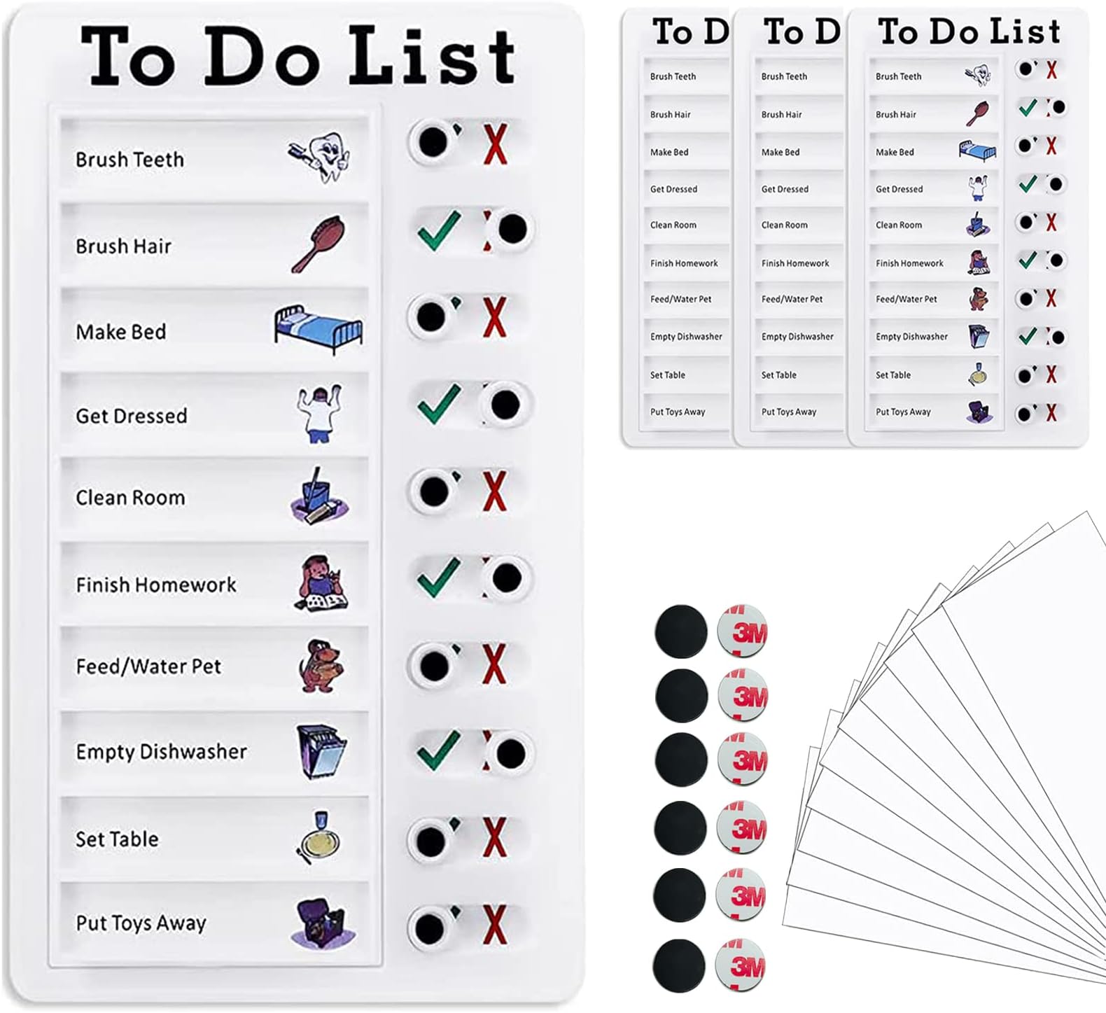 3 Pcs Chore Chart for Kids RV Checklist Board Memo Reminder Boards to Do List for Multiple Kids Detachable ABS Routine Planning Board Chore Chart Planner Board Adult Form Good Habit