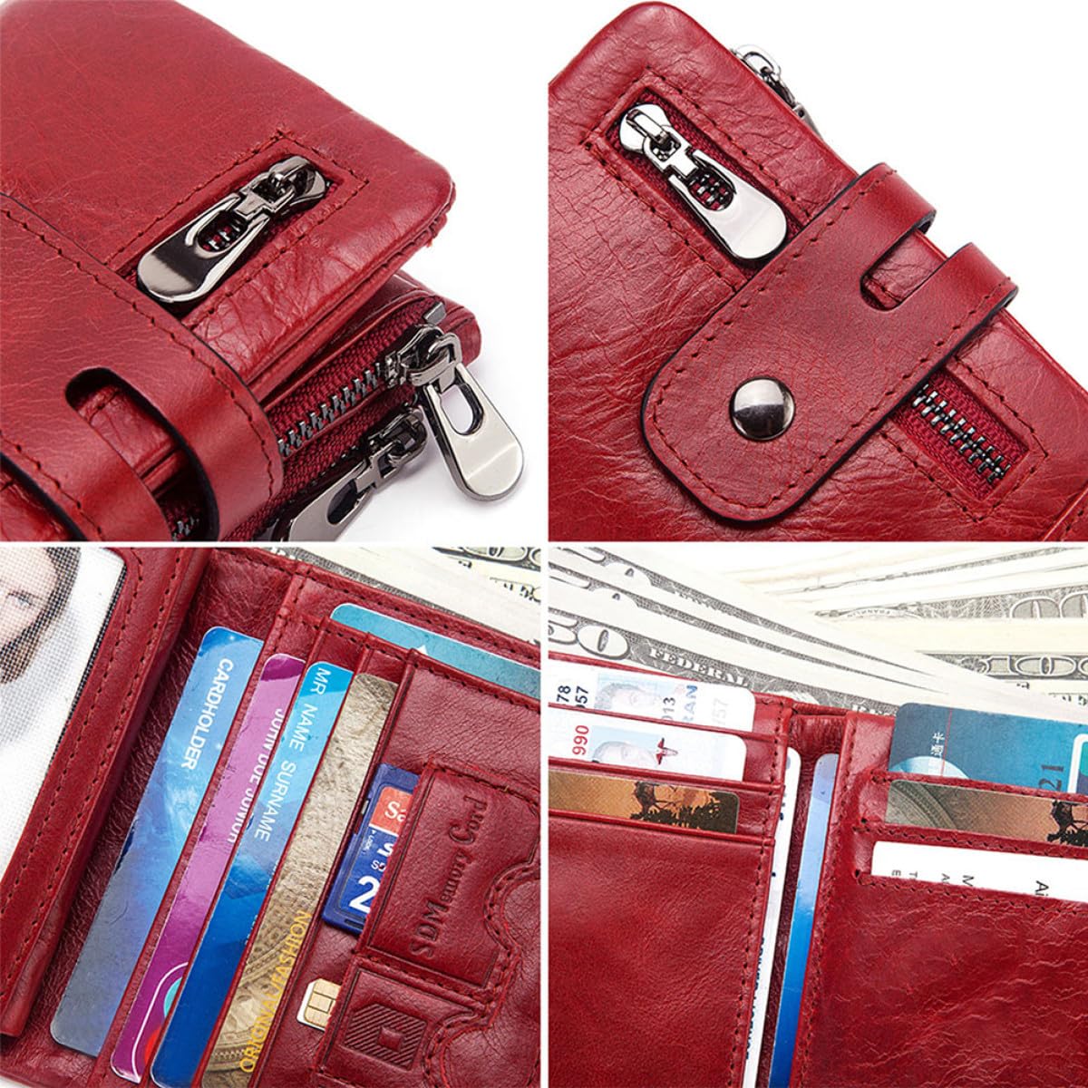 GALPADA Monedero Multitarjeta para Hombre Triple Pliegue Antirrobo Espacio para Varias Tarjetas para Uso Diario y Viajes