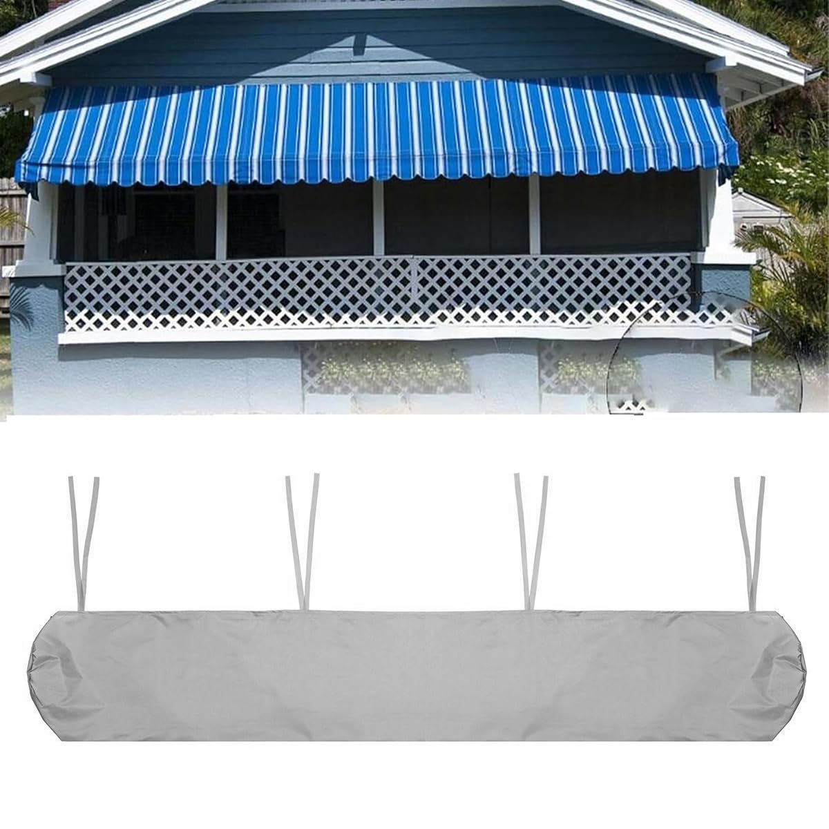 Funda Protectora Para Persiana Enrollable Retráctil Exterior, Toldo Para Patio, Cubierta Protectora Impermeable Para Almacenamiento En Invierno (3,5 M, Gris)