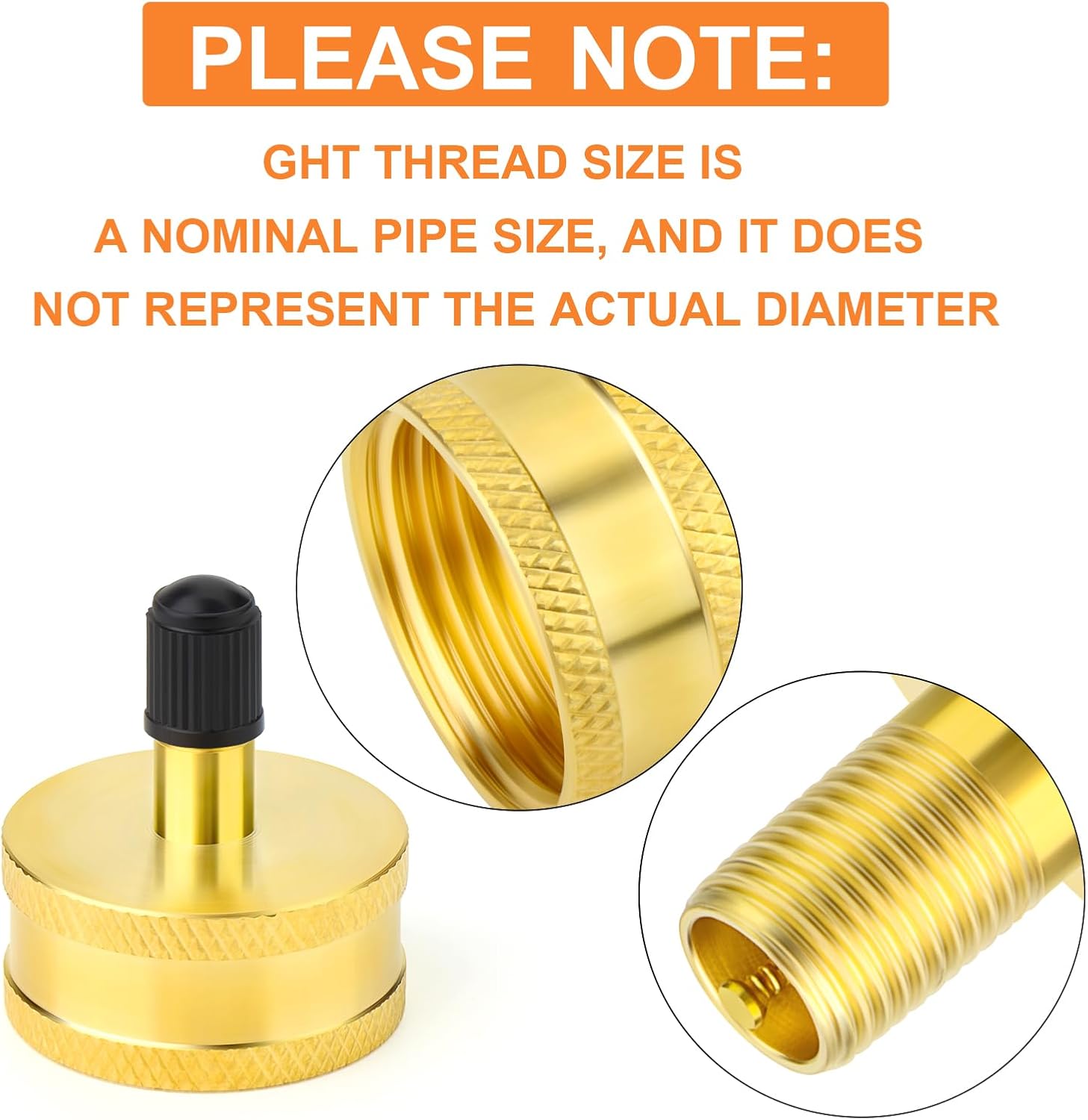 GASHER 5PCS Schrader Valve 3/4" GHT Female, Brass Tire Inflation Valve for Garden Hose, Winterize Blow Out Adapter for campers, motorhomes and travel trailers