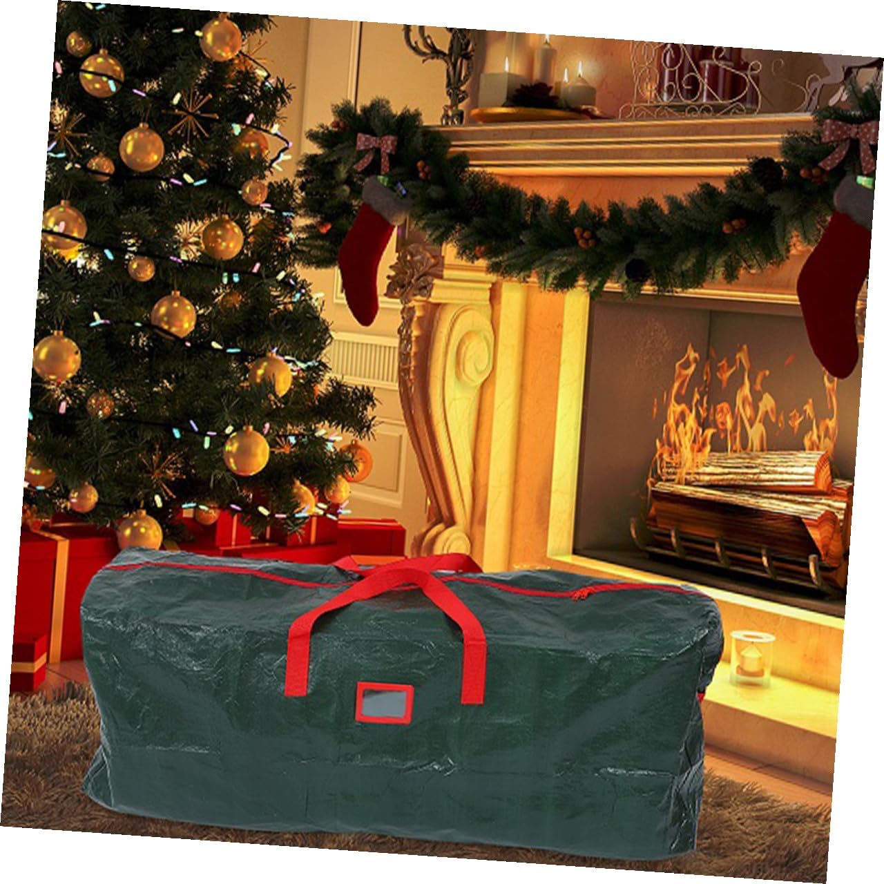 NUOBESTY Waterproof Christmas Tree Storage Bag with Handles 165x38x76cm Green Zippered Organizer Dustproof Carrier for Artificial Trees Holiday Storage