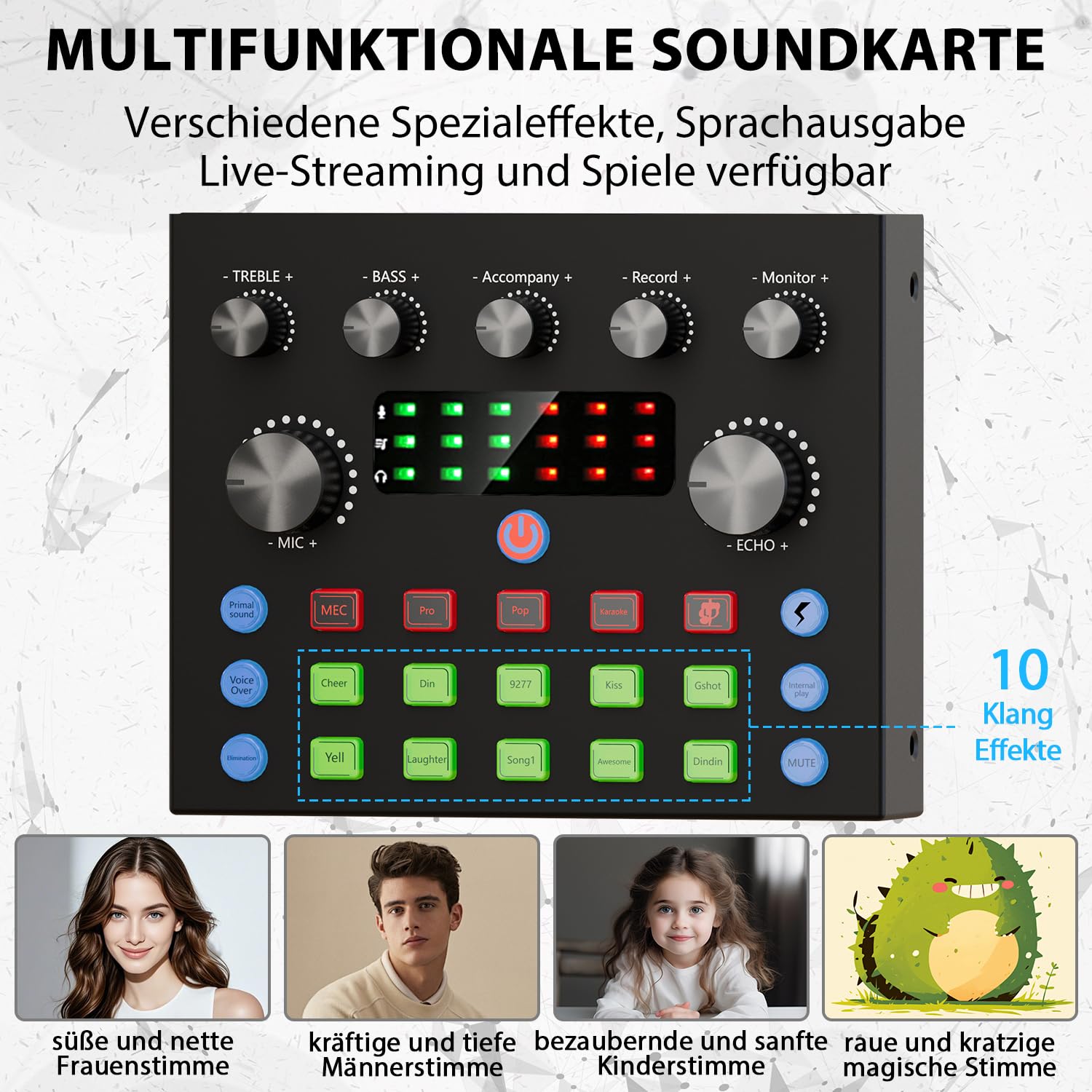 Brvomussy Podcast Mikrofon Set mit Audio Mixer und Voice Changer, Kondensatormikrofon Komplettset mit Mikrofonarm für Live Streaming, Podcast, Gaming, YouTube, TikTok, Gesang und PC Aufnahme